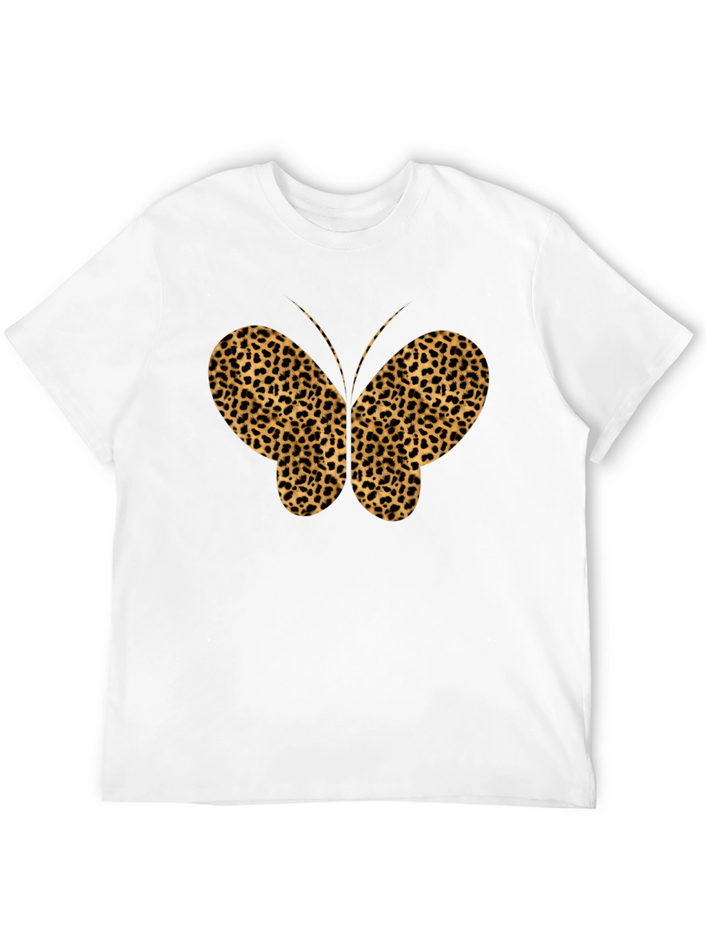 Leopard Print Butterfly Graphic Tee - Black