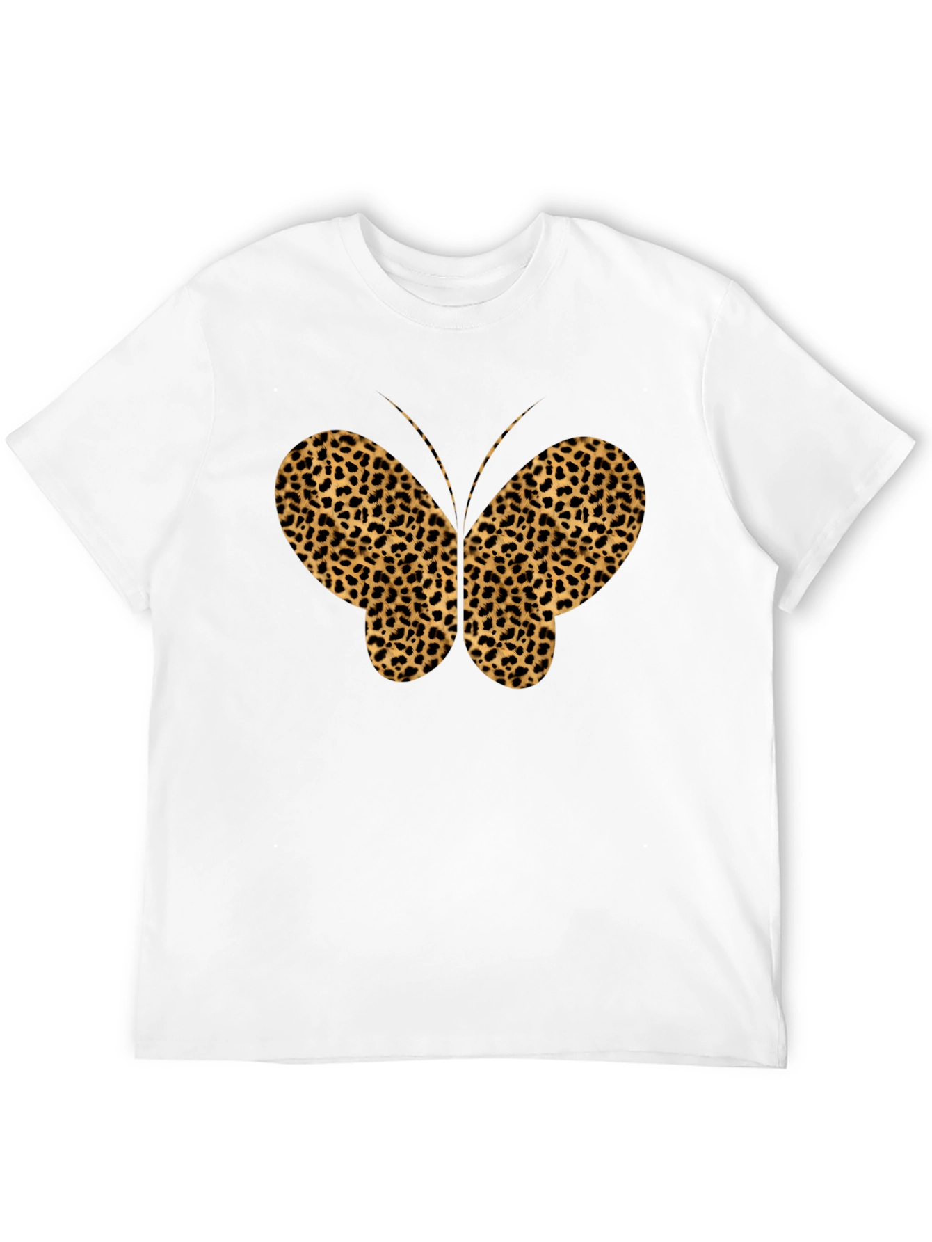 Leopard Print Butterfly Graphic Tee - Black