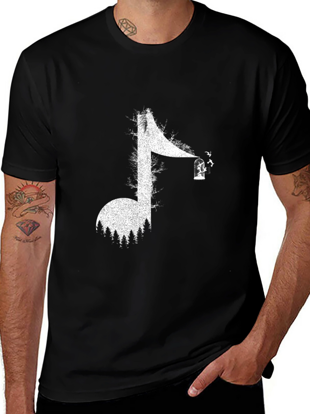 Music Note Forest T-Shirt - Unique Graphic Tee