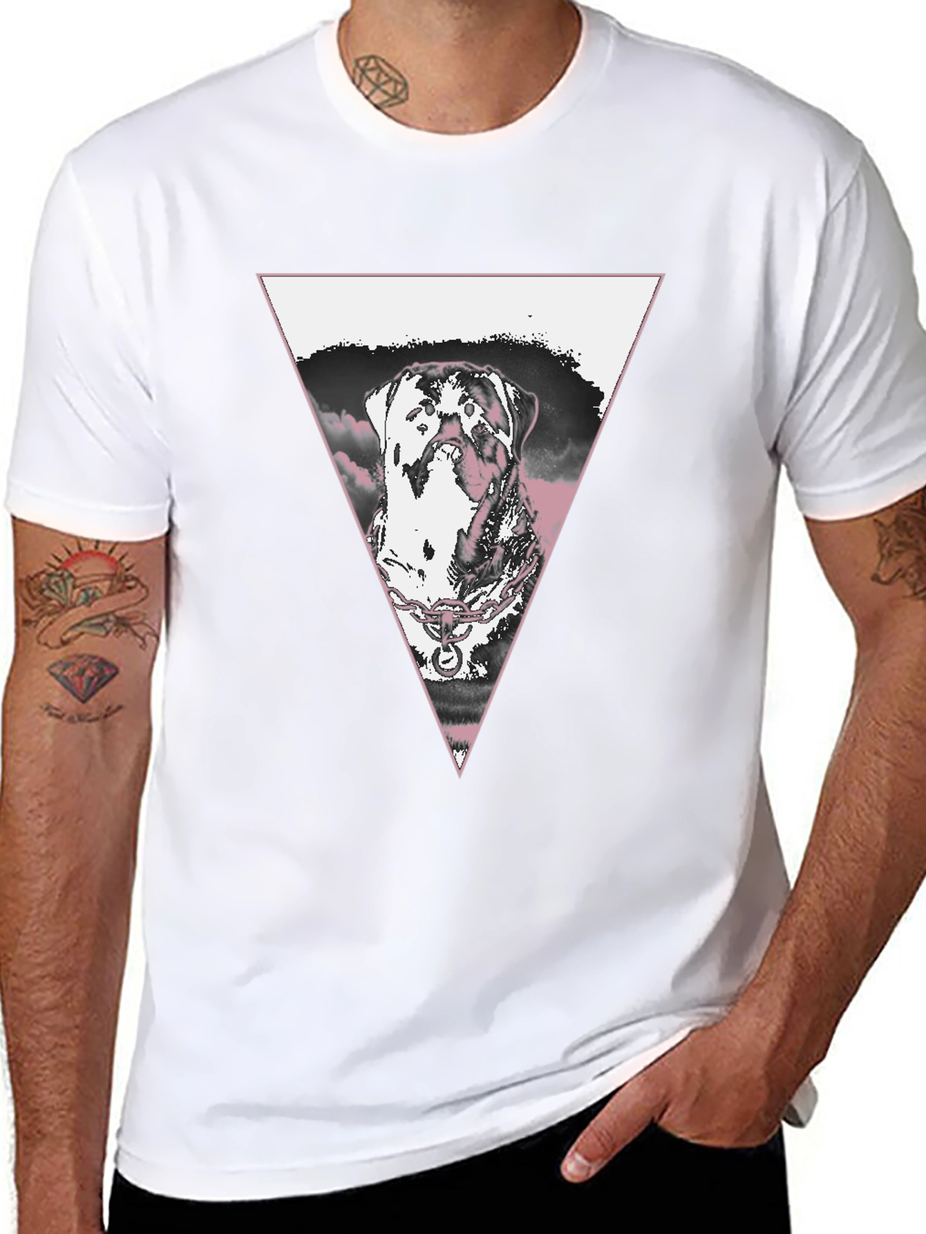 Dog Triangle Graphic T-Shirt - Black