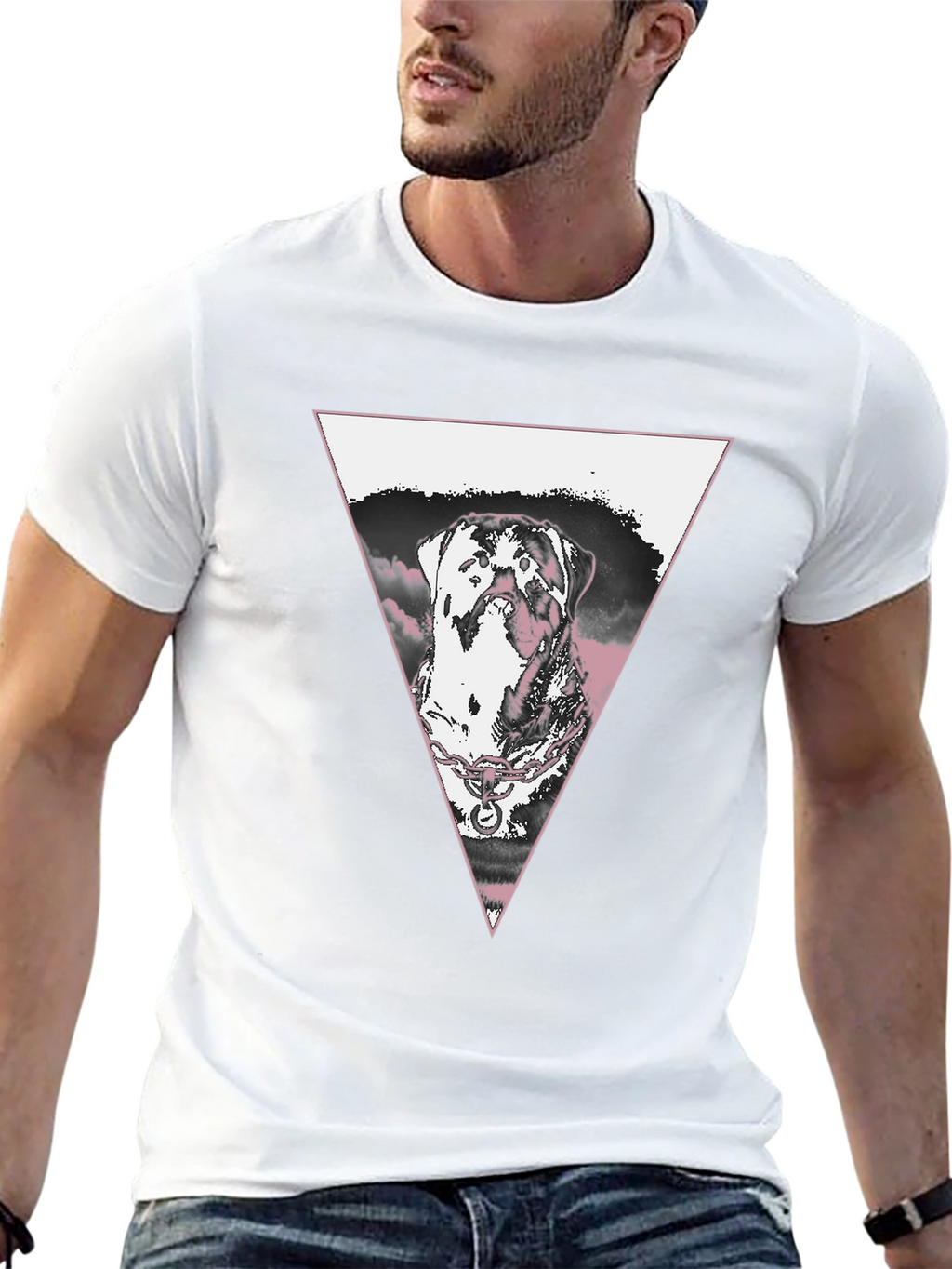 Dog Triangle Graphic T-Shirt - Black