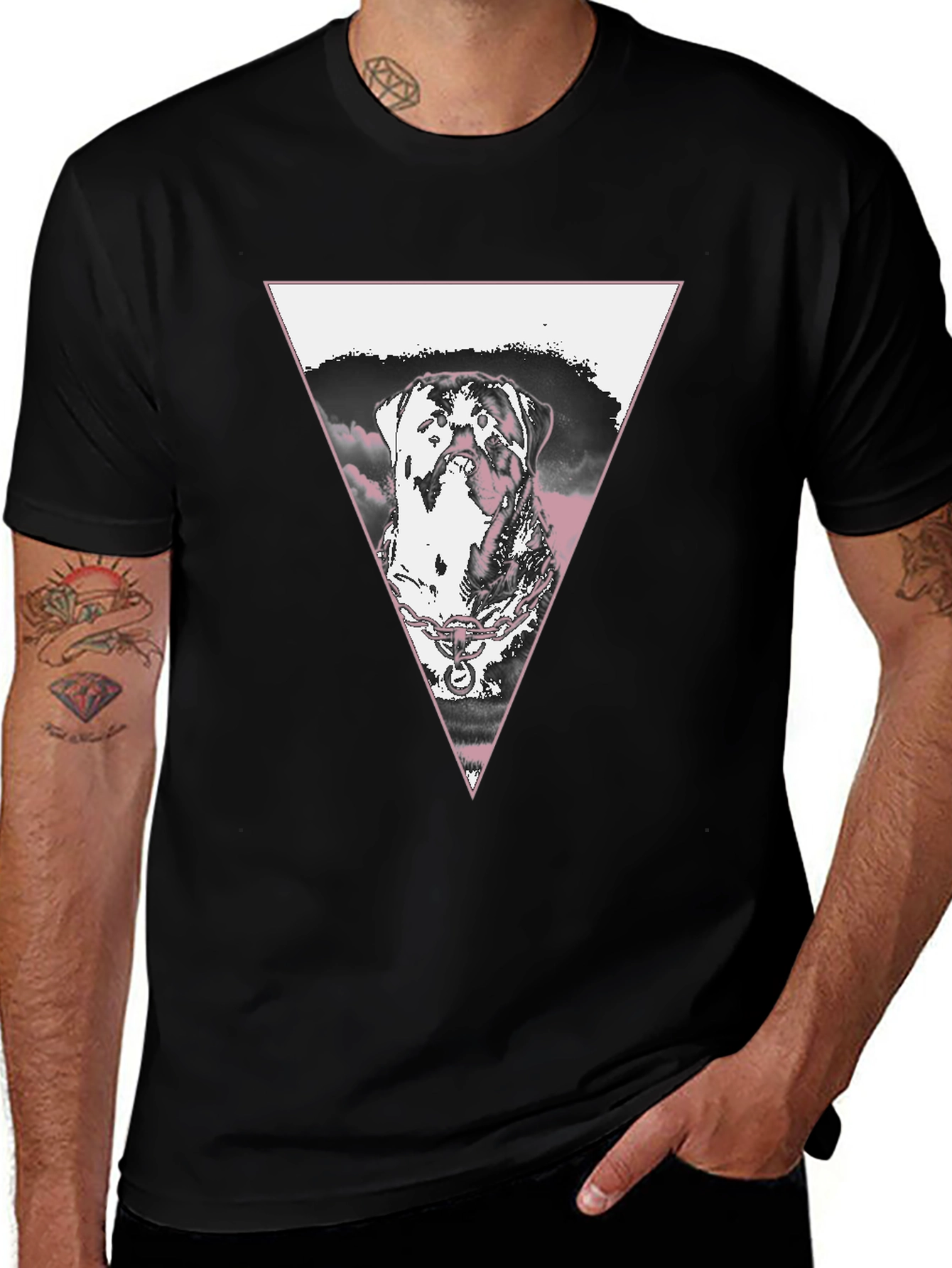Dog Triangle Graphic T-Shirt - Black