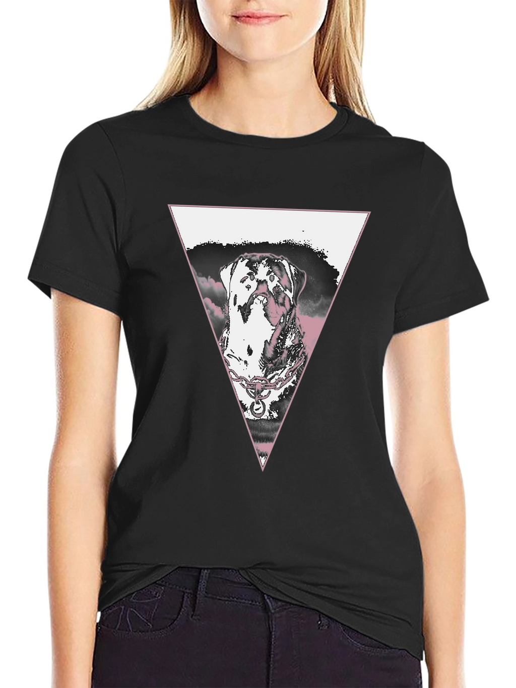 Dog Triangle Graphic T-Shirt - Black