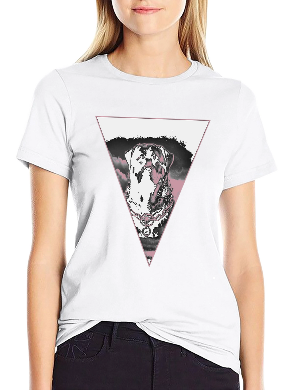Dog Triangle Graphic T-Shirt - Black