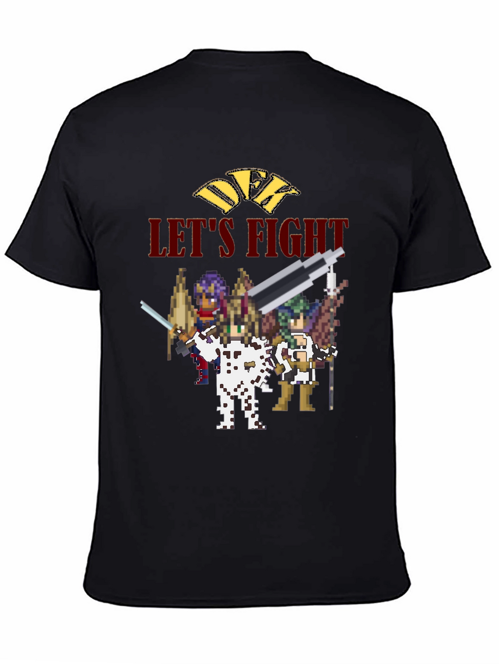 Retro Pixel Art Lets Fight Black T-Shirt
