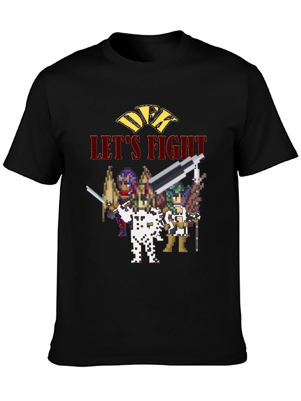Retro Pixel Art Lets Fight Black T-Shirt