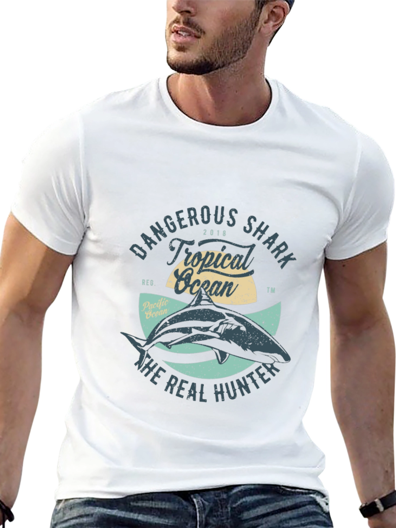 Dangerous Shark Graphic Tee - Tropical Ocean