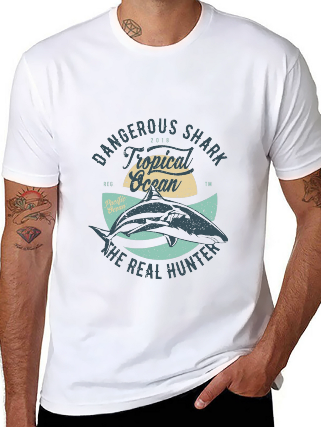 Dangerous Shark Graphic Tee - Tropical Ocean