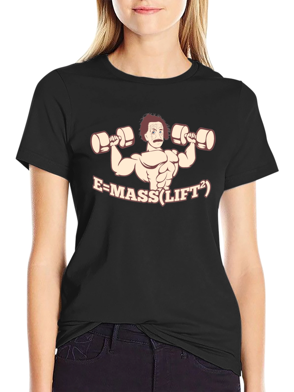 Einstein Lifting Weights Funny Graphic T-Shirt