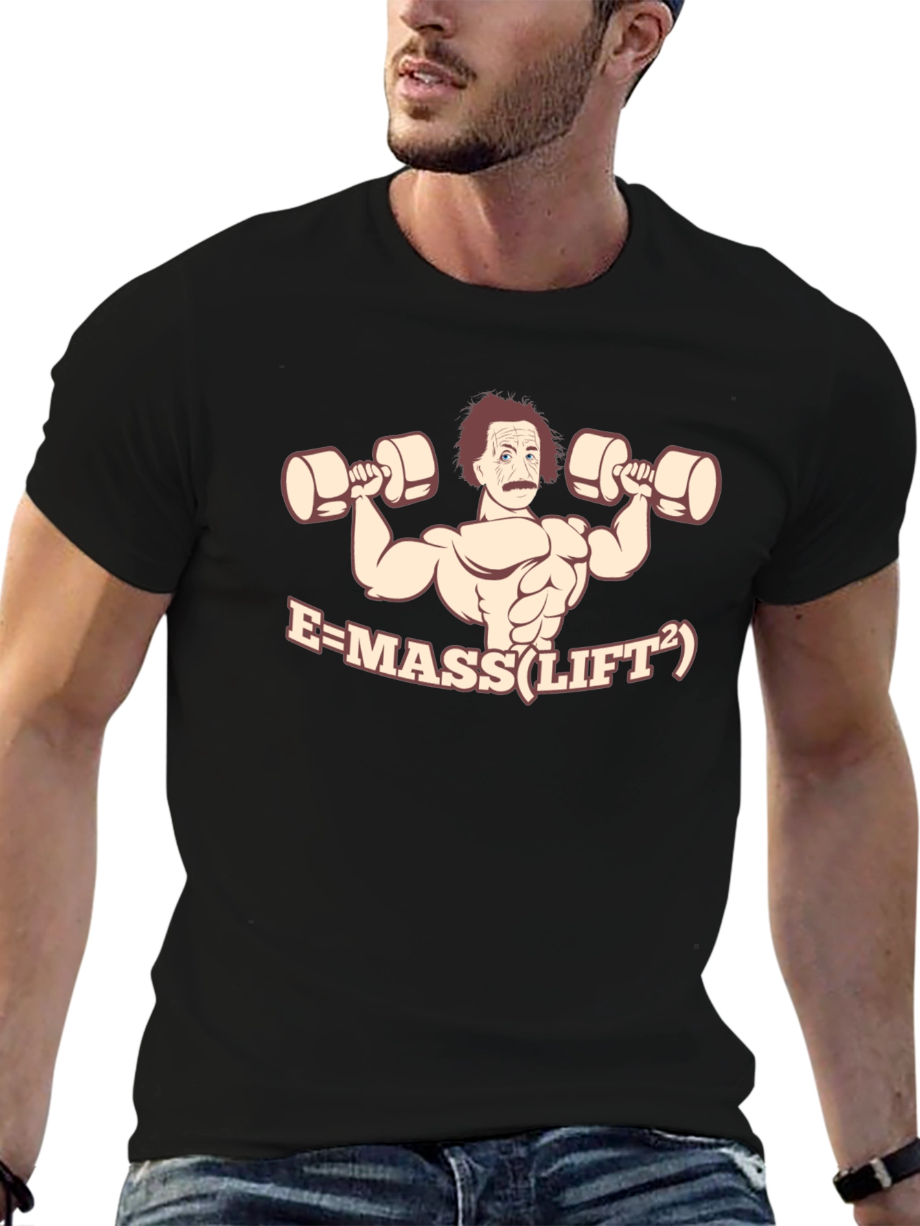Einstein Lifting Weights Funny Graphic T-Shirt