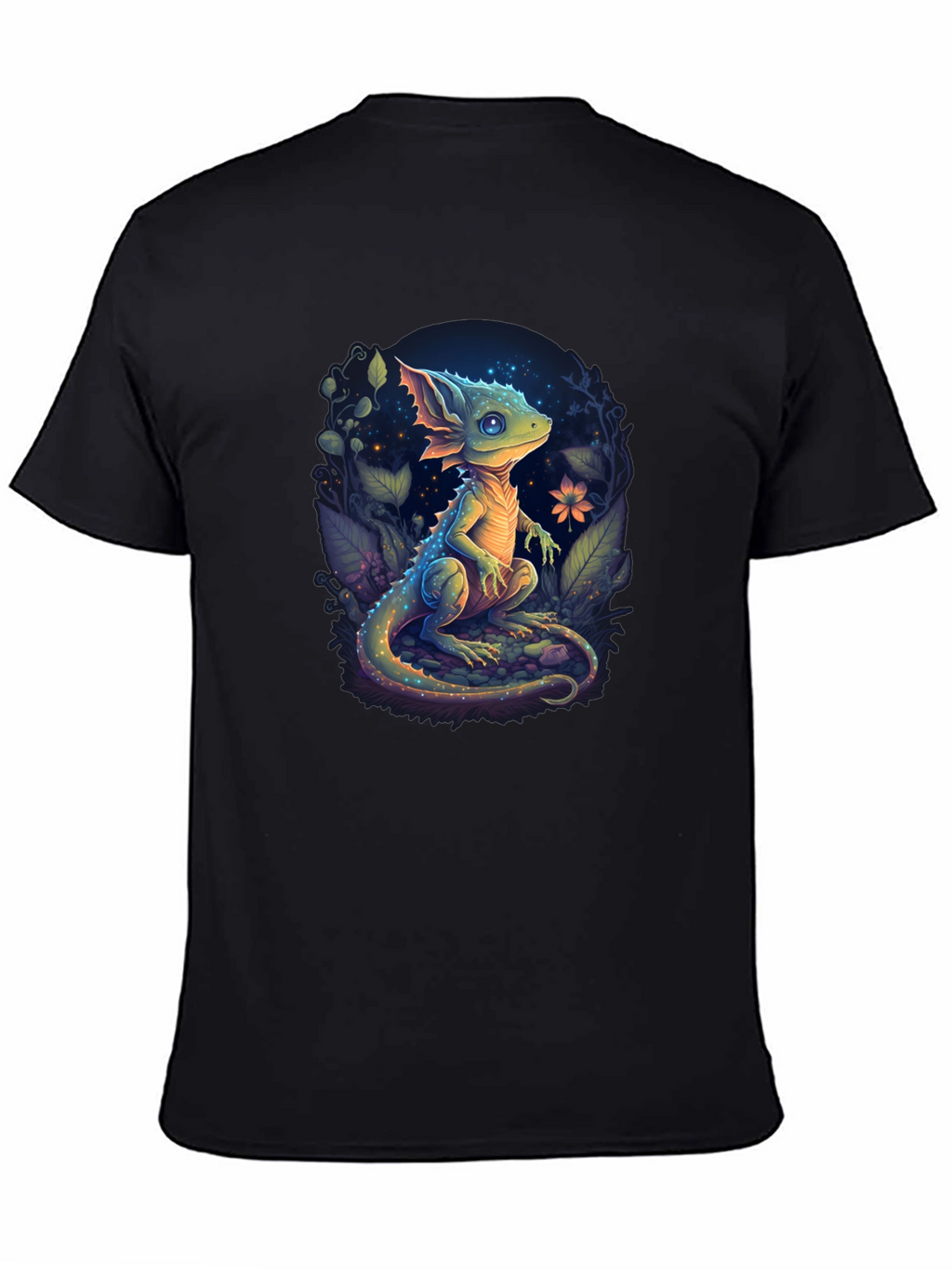 Enchanted Lizard Graphic Black T-Shirt