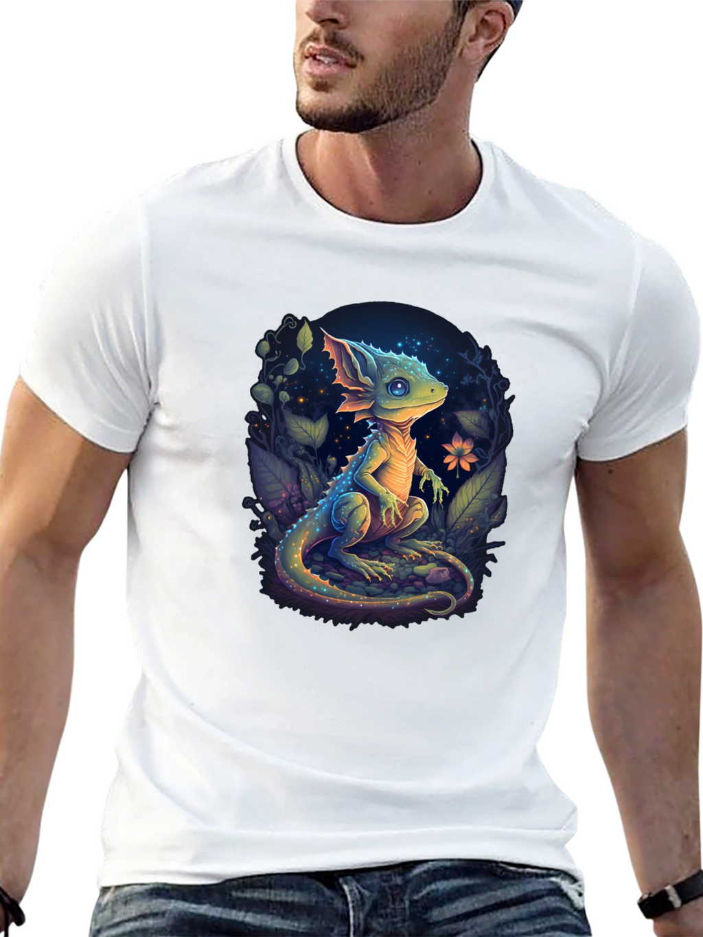 Enchanted Lizard Graphic Black T-Shirt