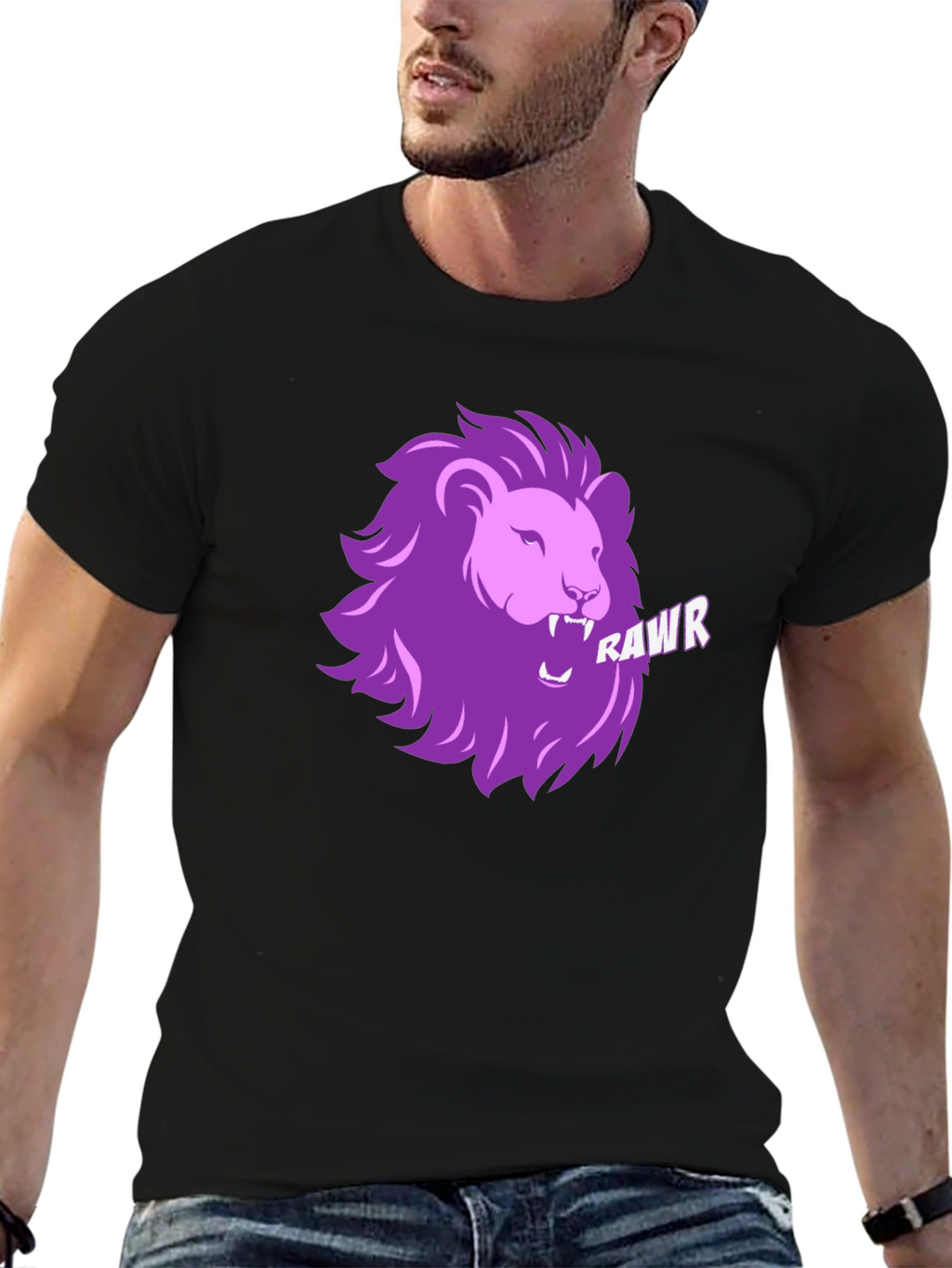 Rawr Lion Graphic T-Shirt - Black
