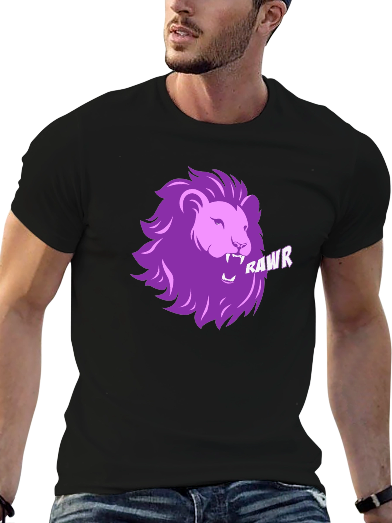 Rawr Lion Graphic T-Shirt - Black