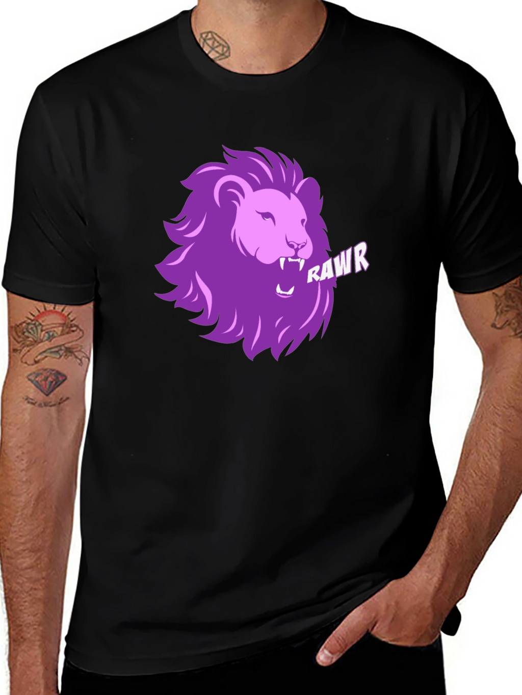 Rawr Lion Graphic T-Shirt - Black