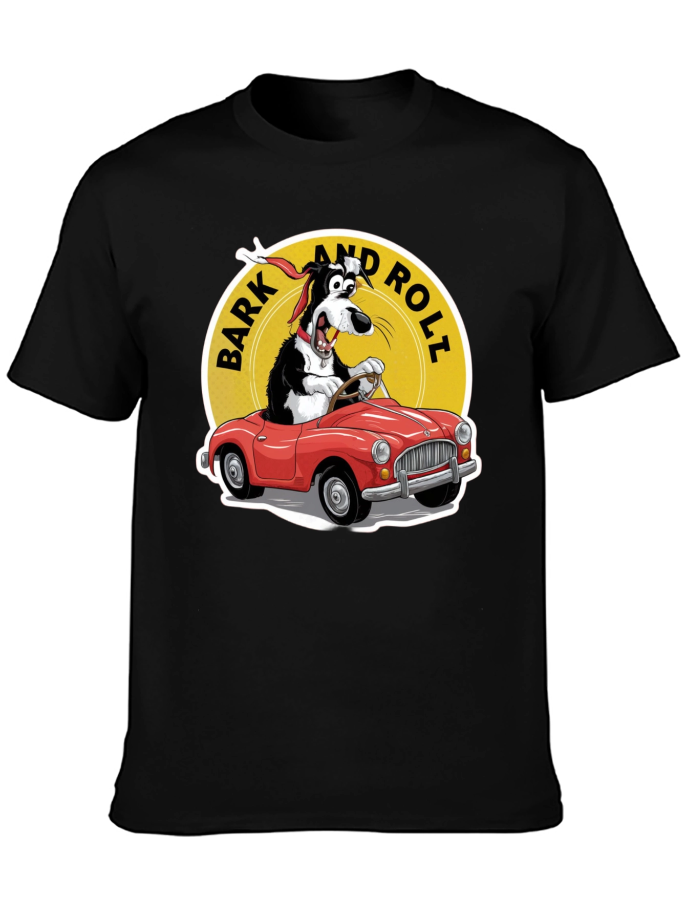 Bark and Roll T-Shirt - Dog Driving Car