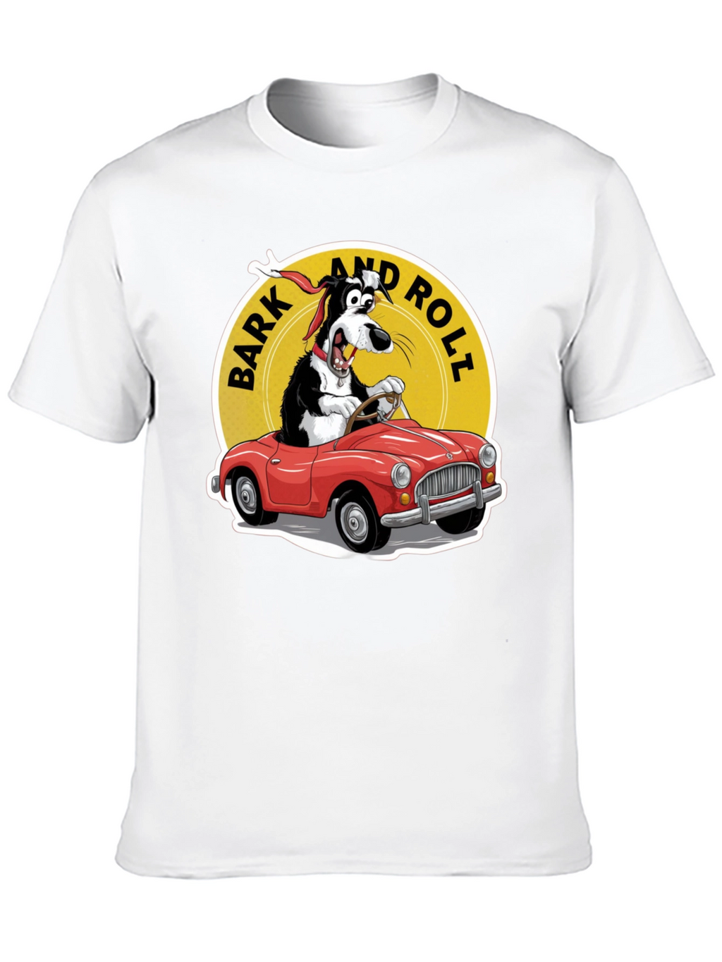 Bark and Roll T-Shirt - Dog Driving Car