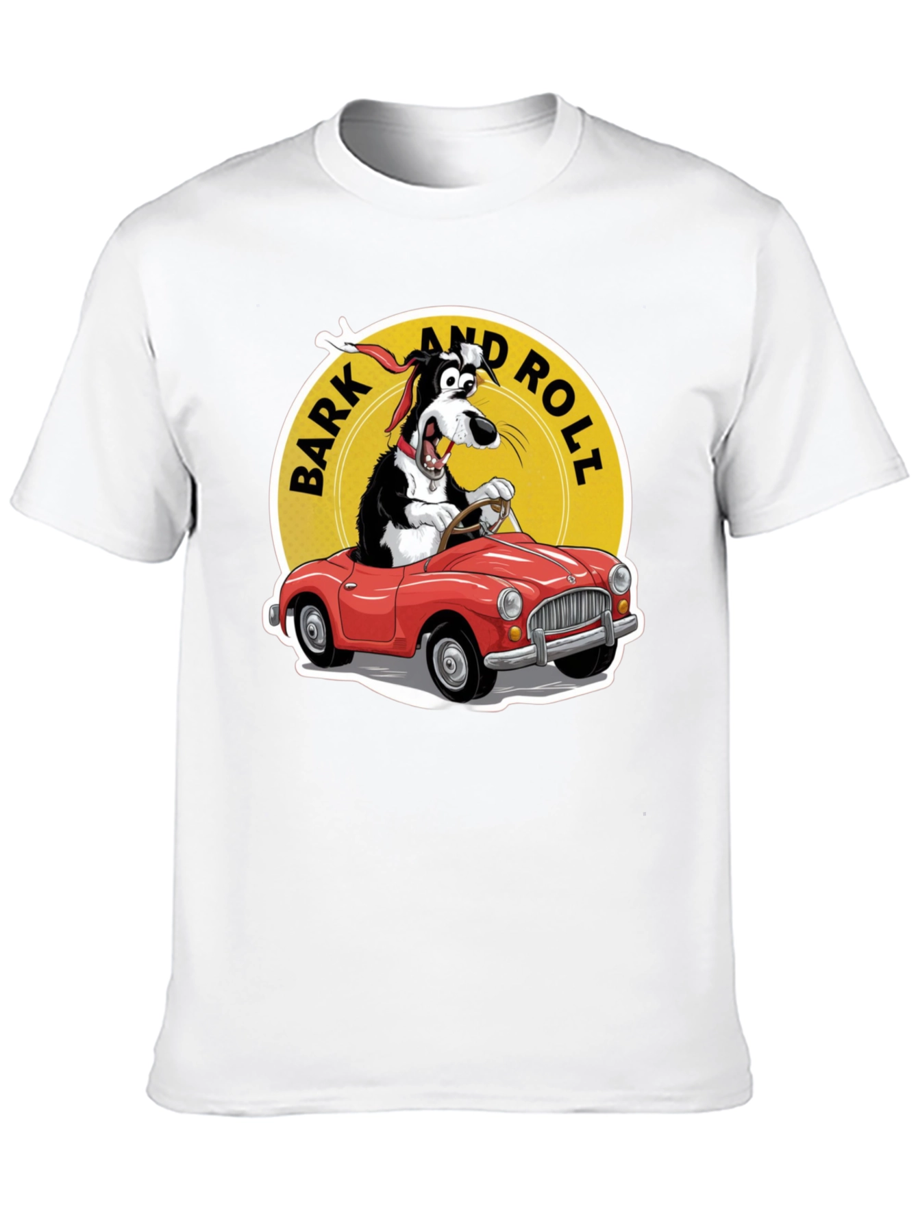 Bark and Roll T-Shirt - Dog Driving Car