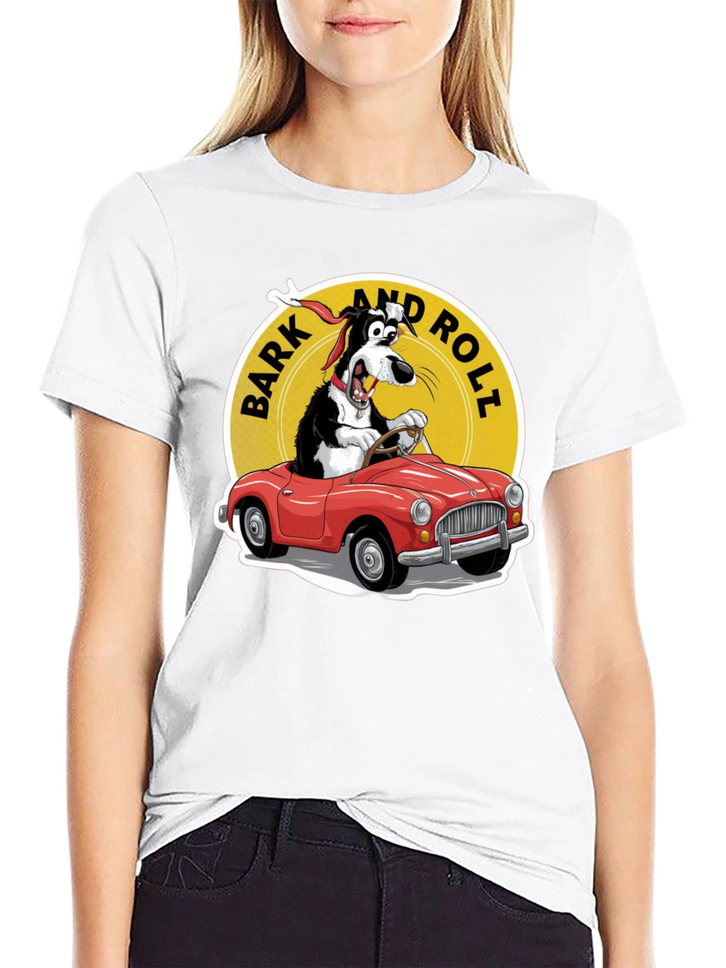 Bark and Roll T-Shirt - Dog Driving Car