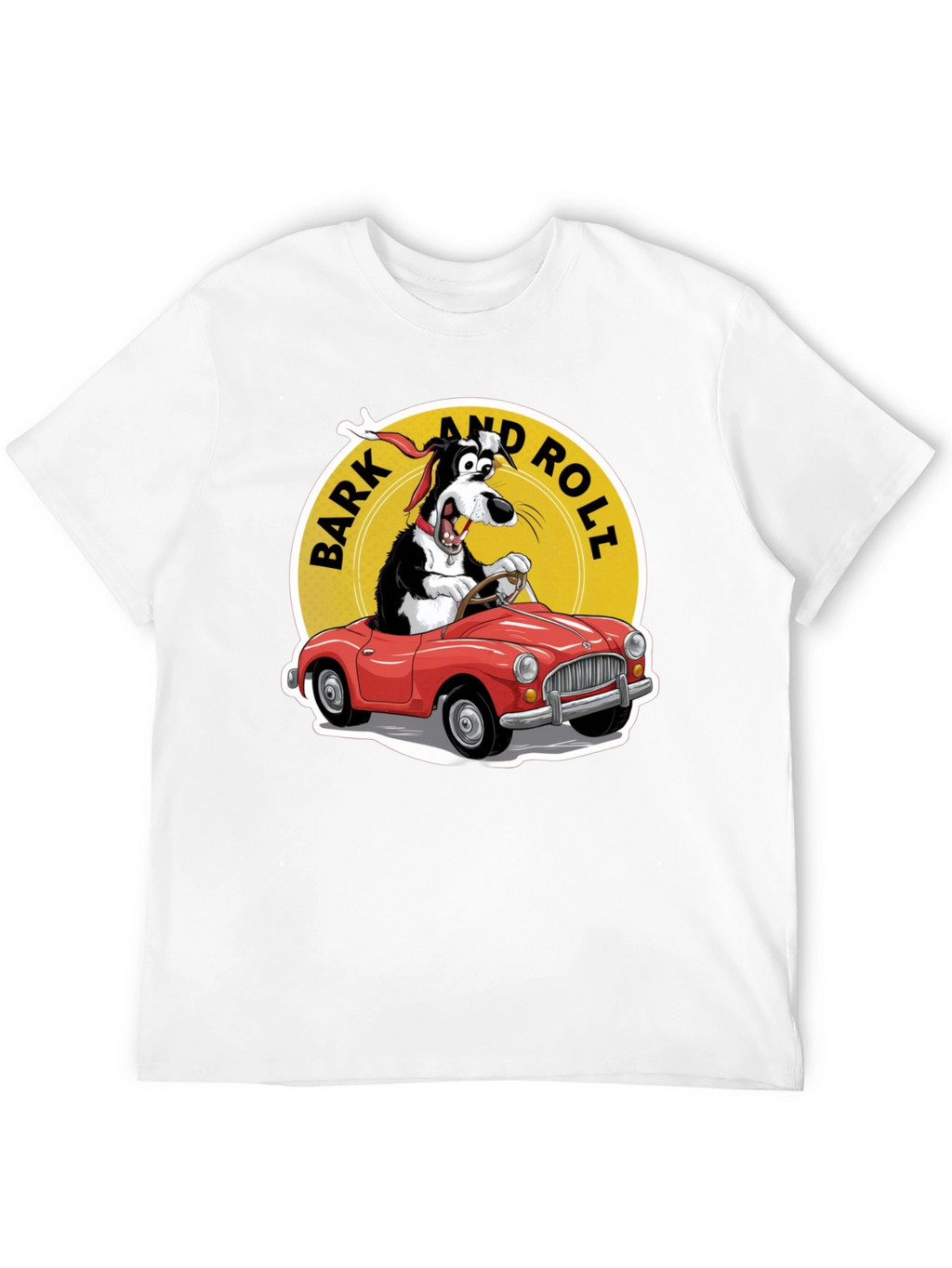Bark and Roll T-Shirt - Dog Driving Car