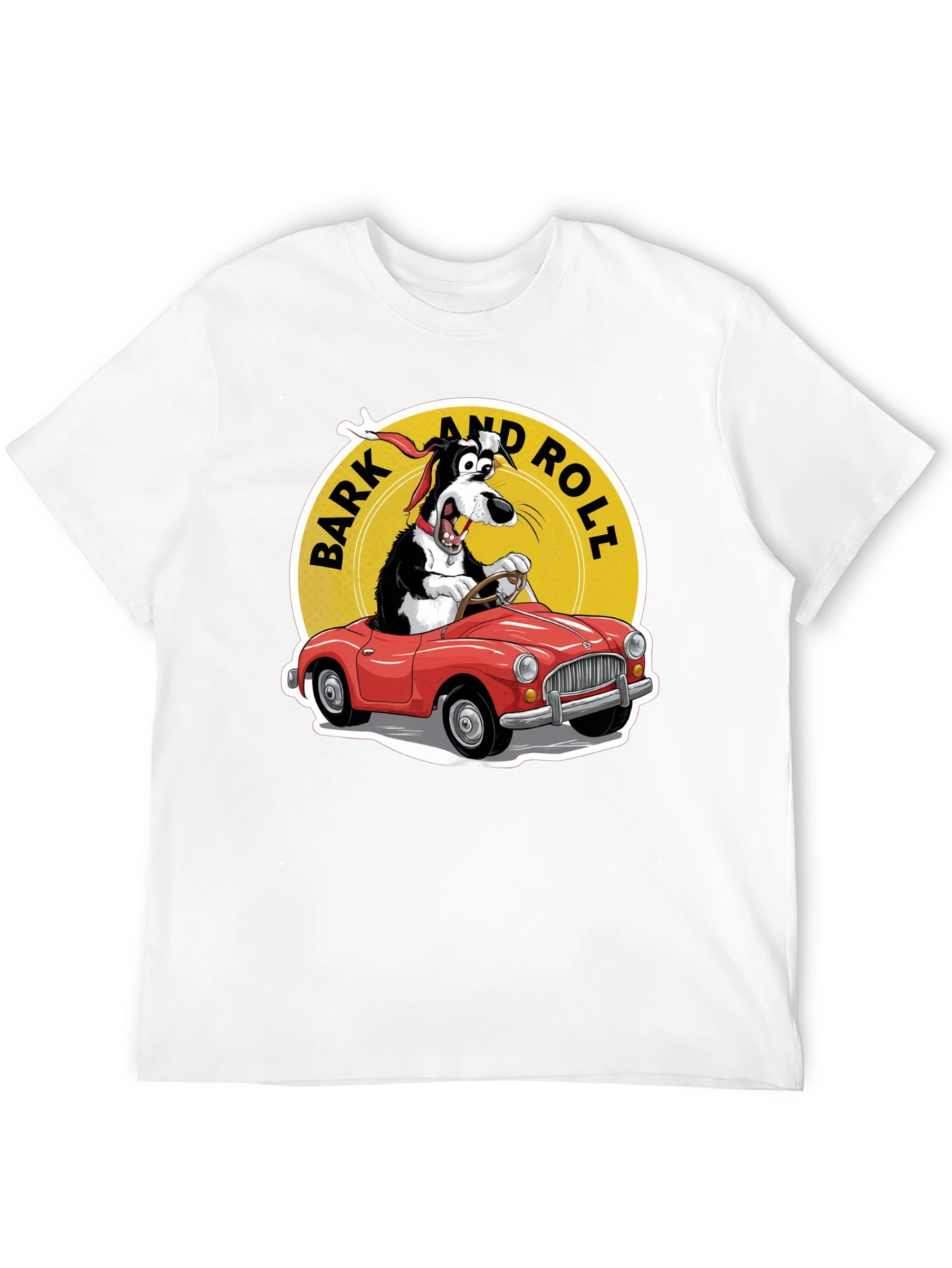 Bark and Roll T-Shirt - Dog Driving Car