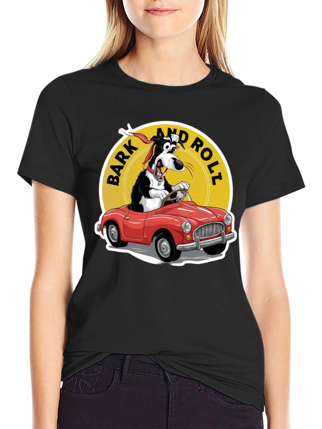 Bark and Roll T-Shirt - Dog Driving Car