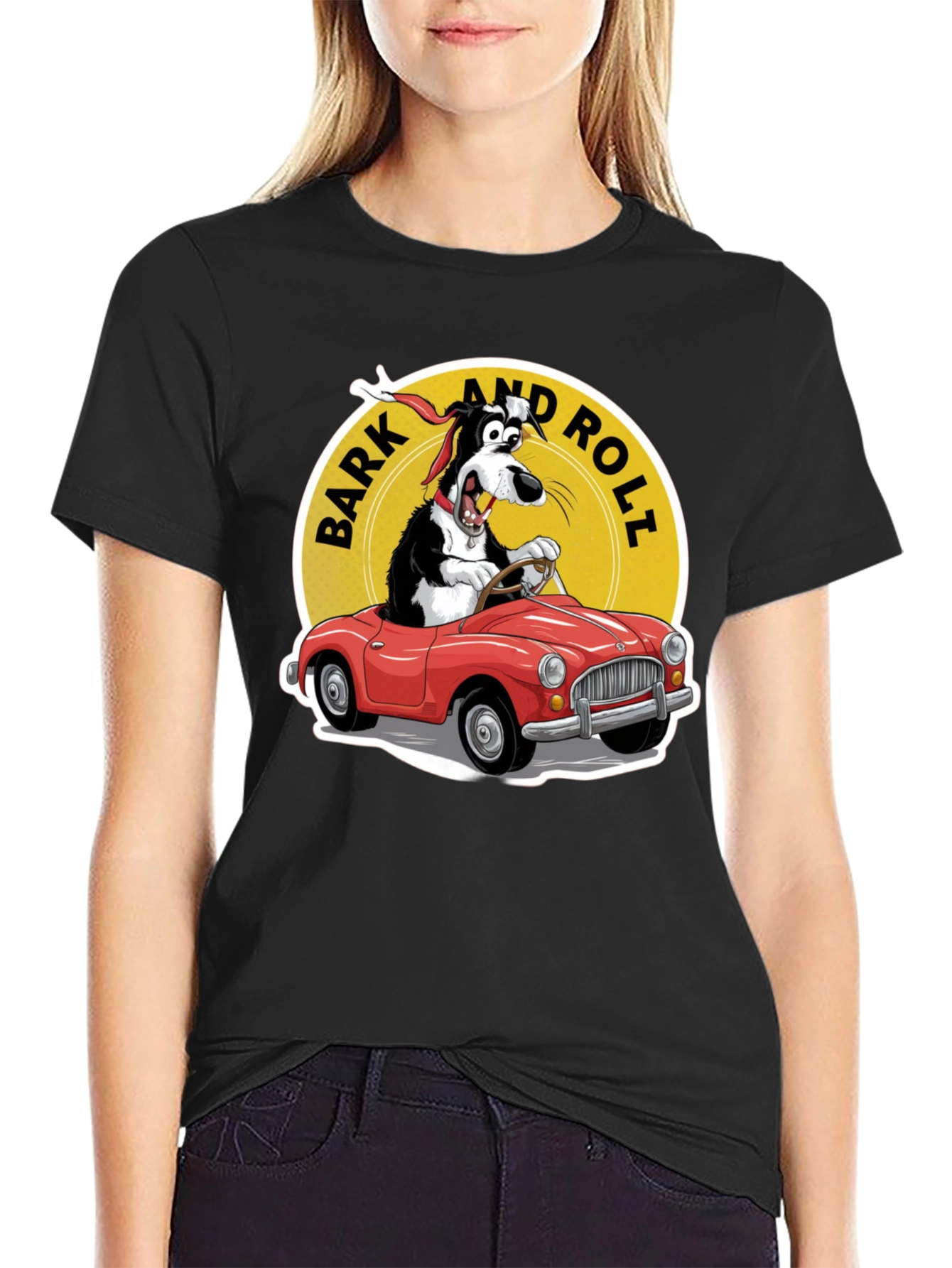 Bark and Roll T-Shirt - Dog Driving Car