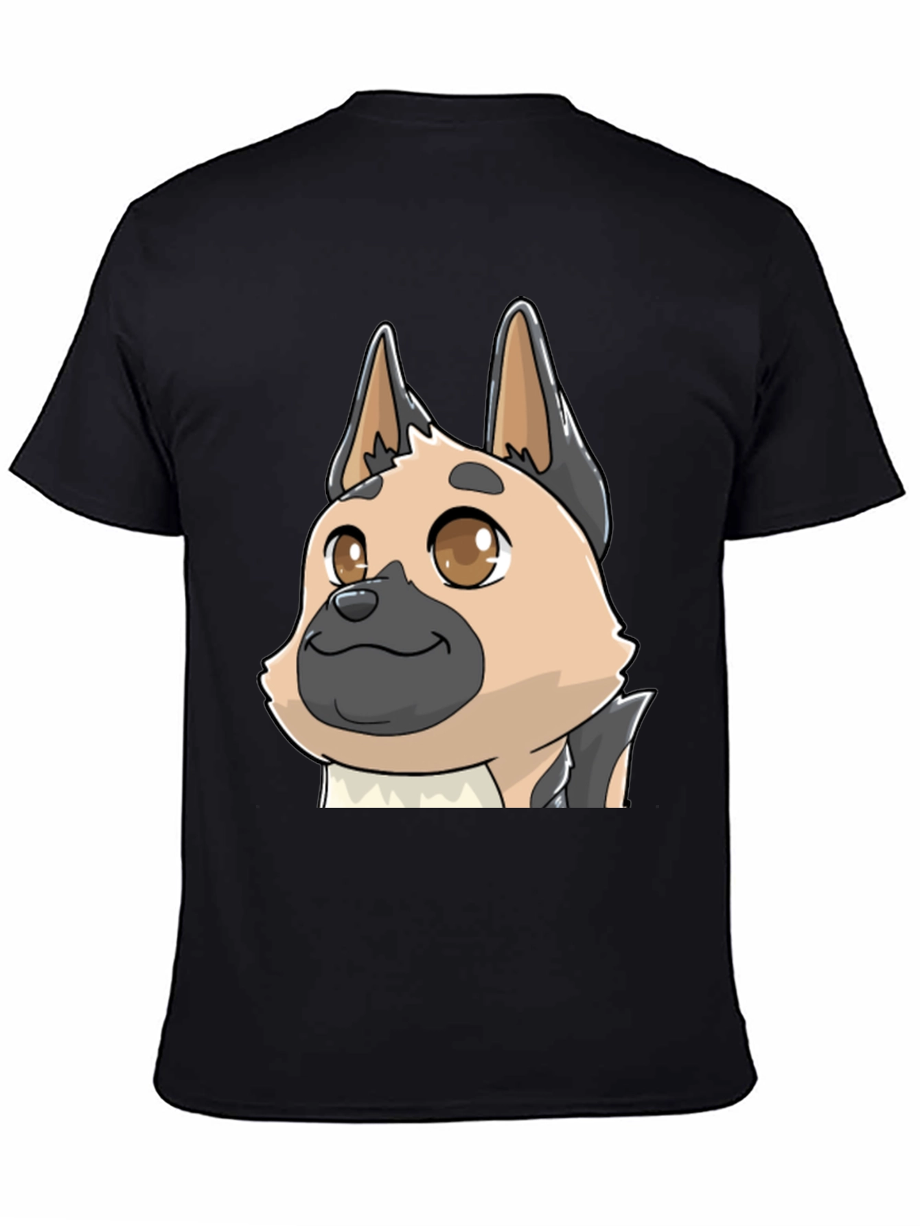 Cartoon Dog Graphic Tee - Black Cotton T-Shirt