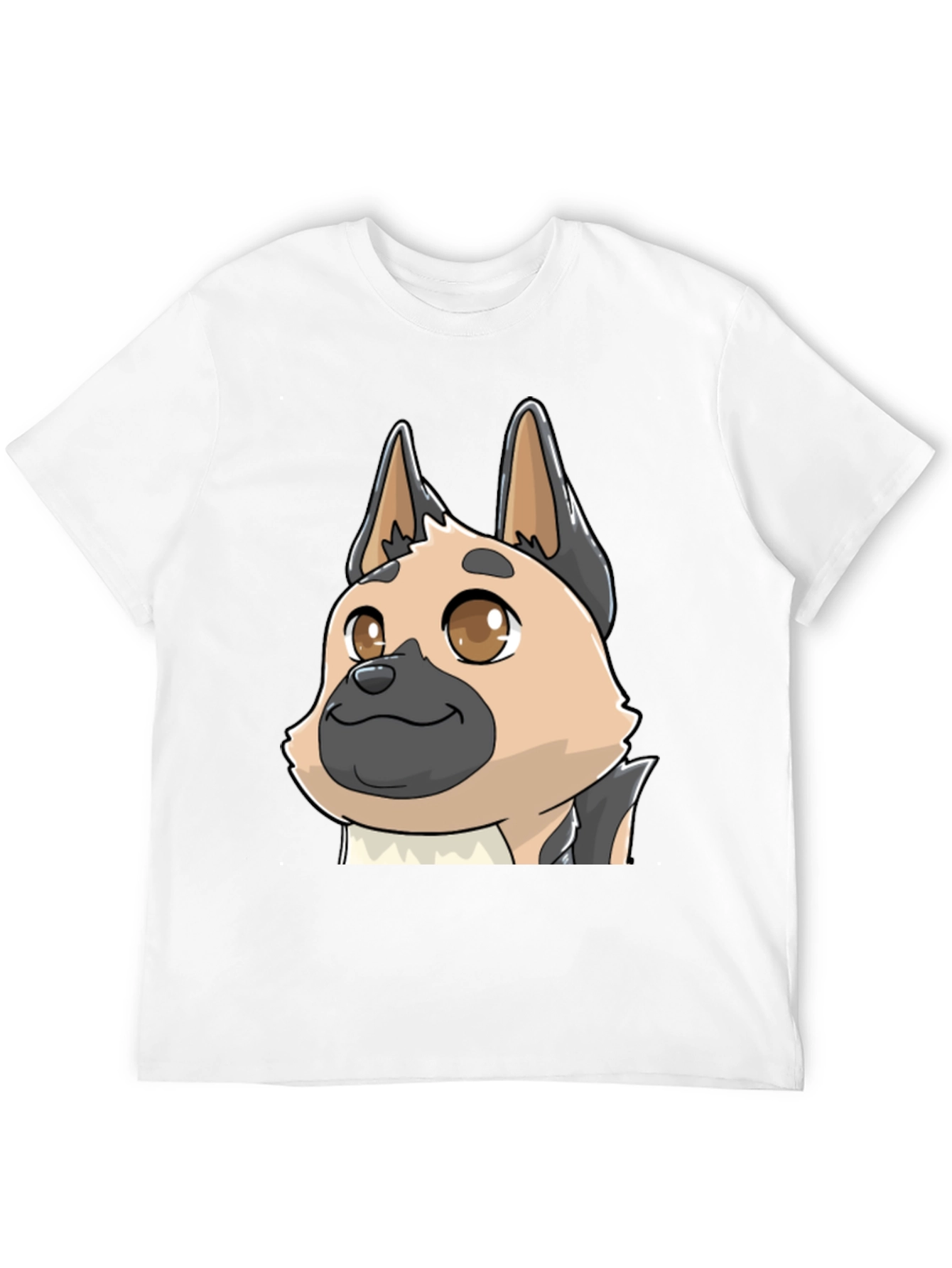 Cartoon Dog Graphic Tee - Black Cotton T-Shirt