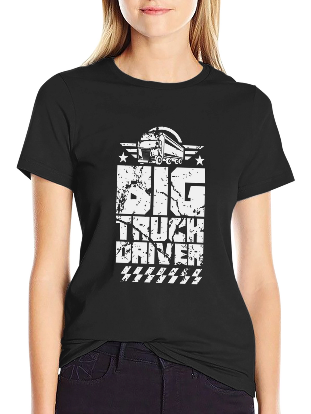 Big Truck Driver Graphic Tee - Black Cotton T-Shirt