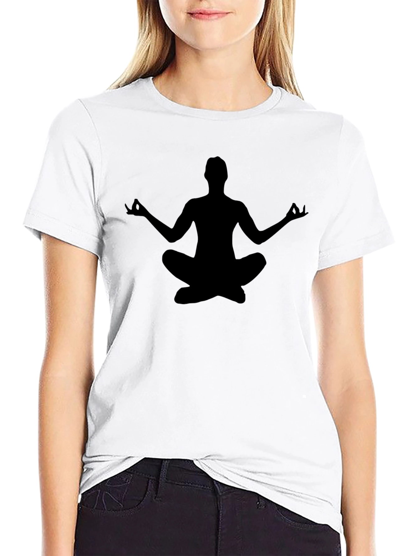 Meditate T-Shirt - Black Yoga Silhouette Tee