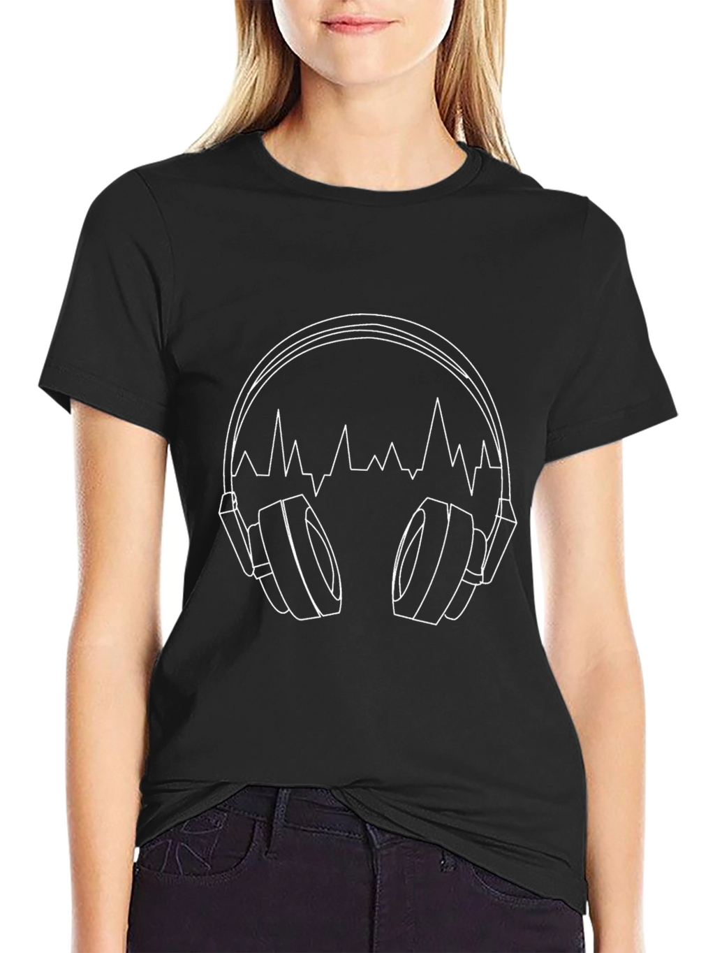 Headphones Equalizer Graphic Black T-Shirt