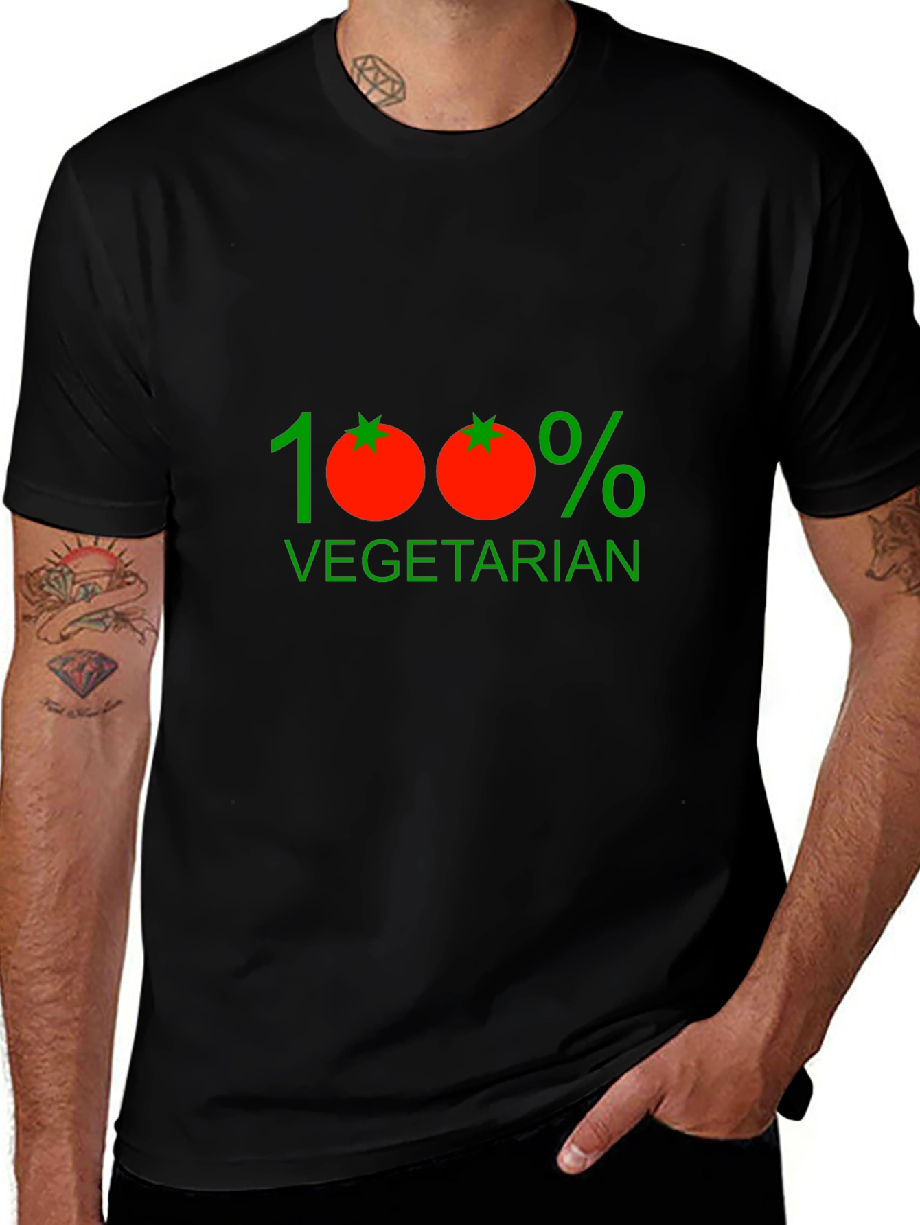 100% Vegetarian Graphic Tee - Black