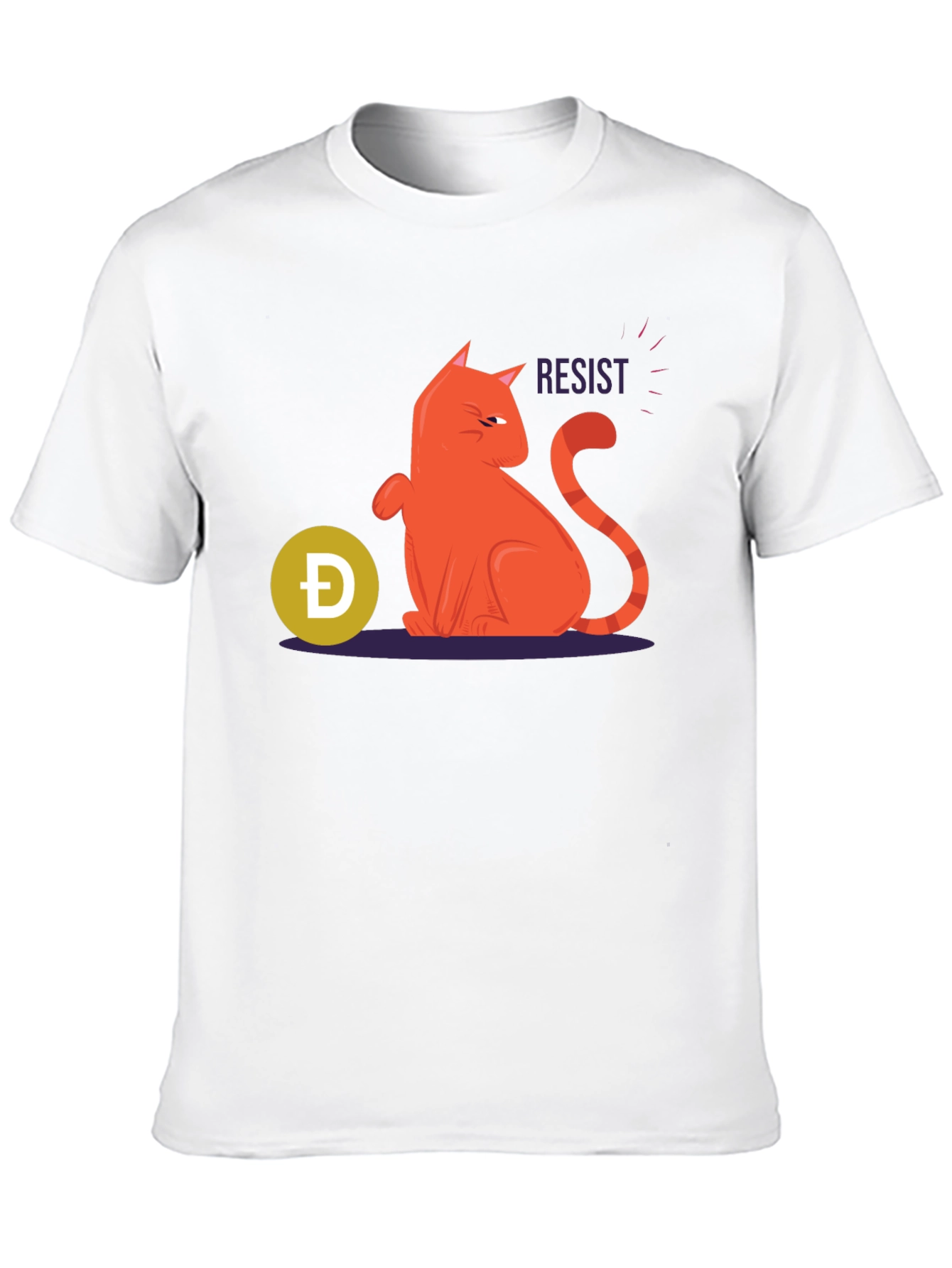 Resist Cat Graphic Tee - Black Cotton Casual Shirt