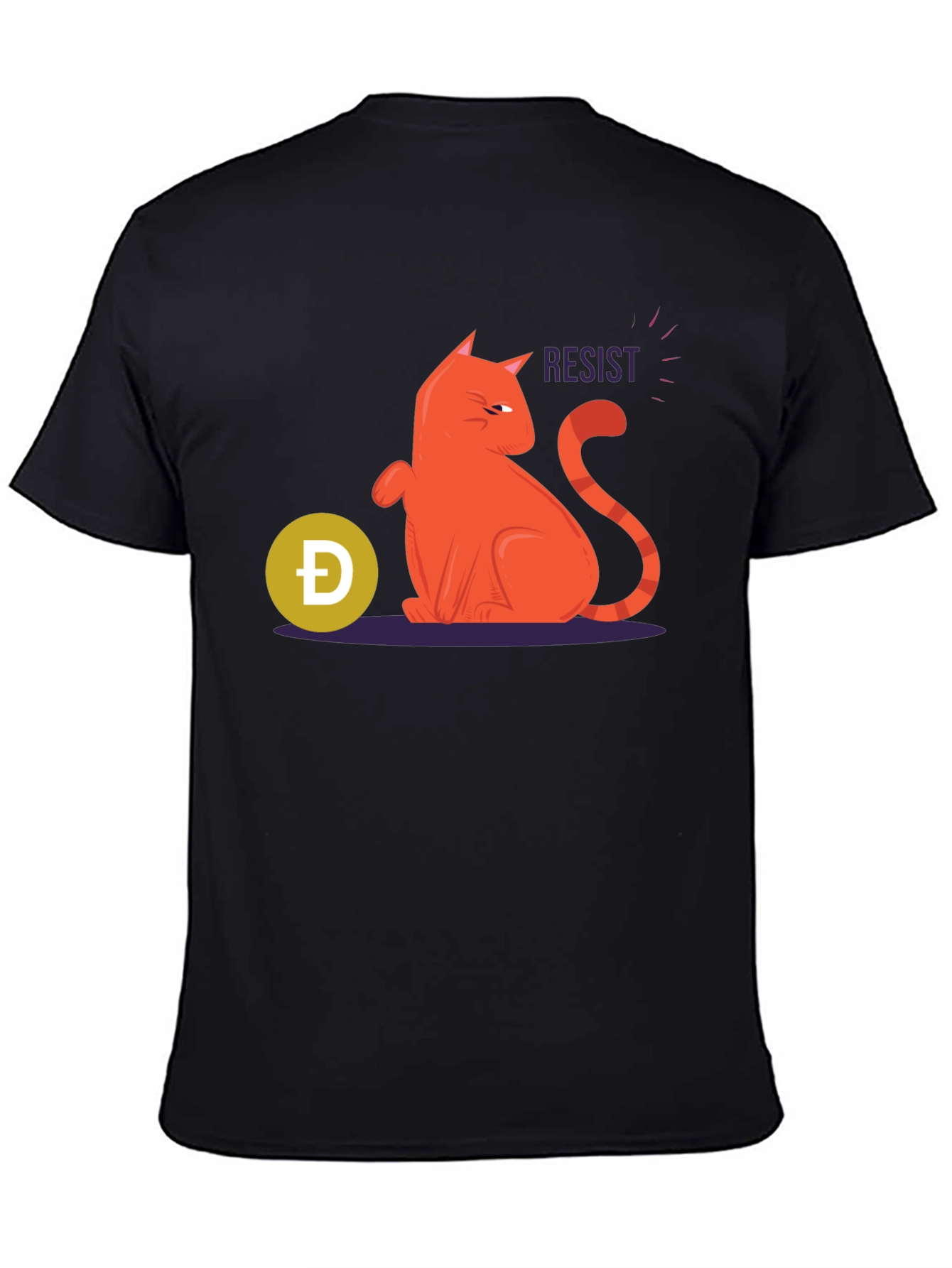 Resist Cat Graphic Tee - Black Cotton Casual Shirt