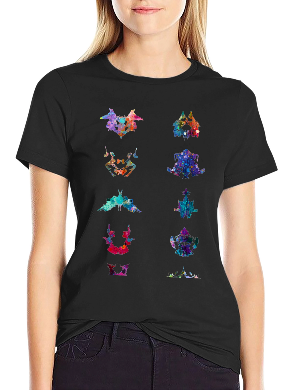 Rorschach Inkblot Art Print Black T-Shirt
