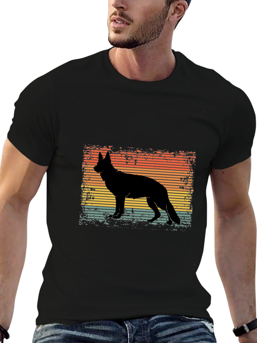 Retro German Shepherd Silhouette T-Shirt