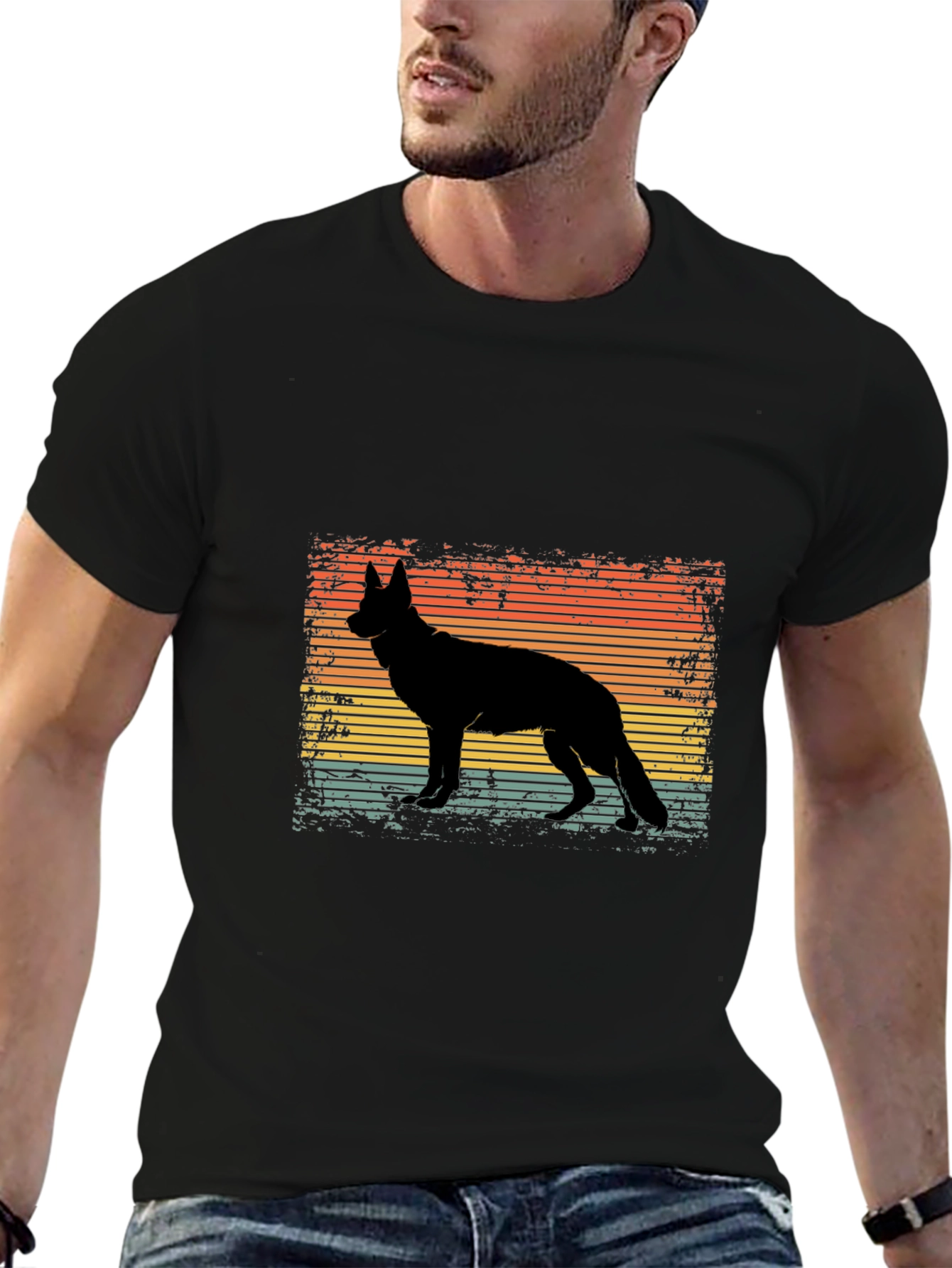 Retro German Shepherd Silhouette T-Shirt