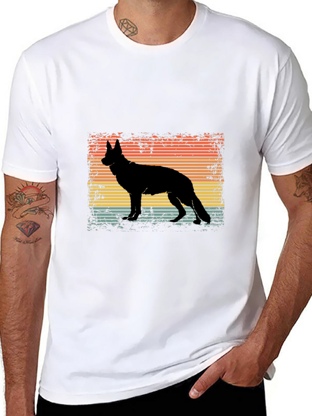 Retro German Shepherd Silhouette T-Shirt