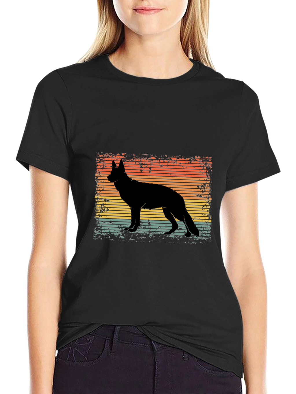Retro German Shepherd Silhouette T-Shirt