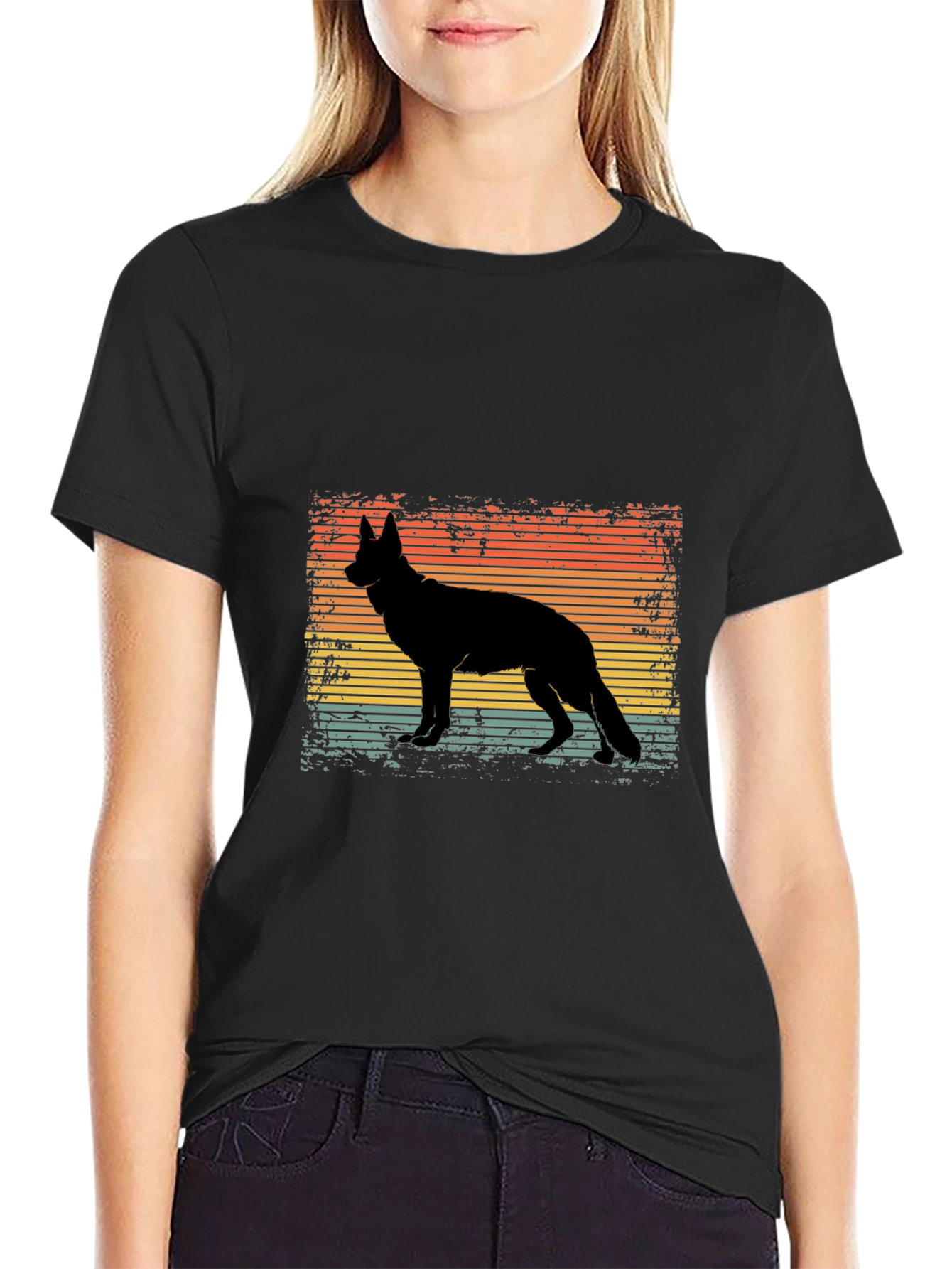 Retro German Shepherd Silhouette T-Shirt