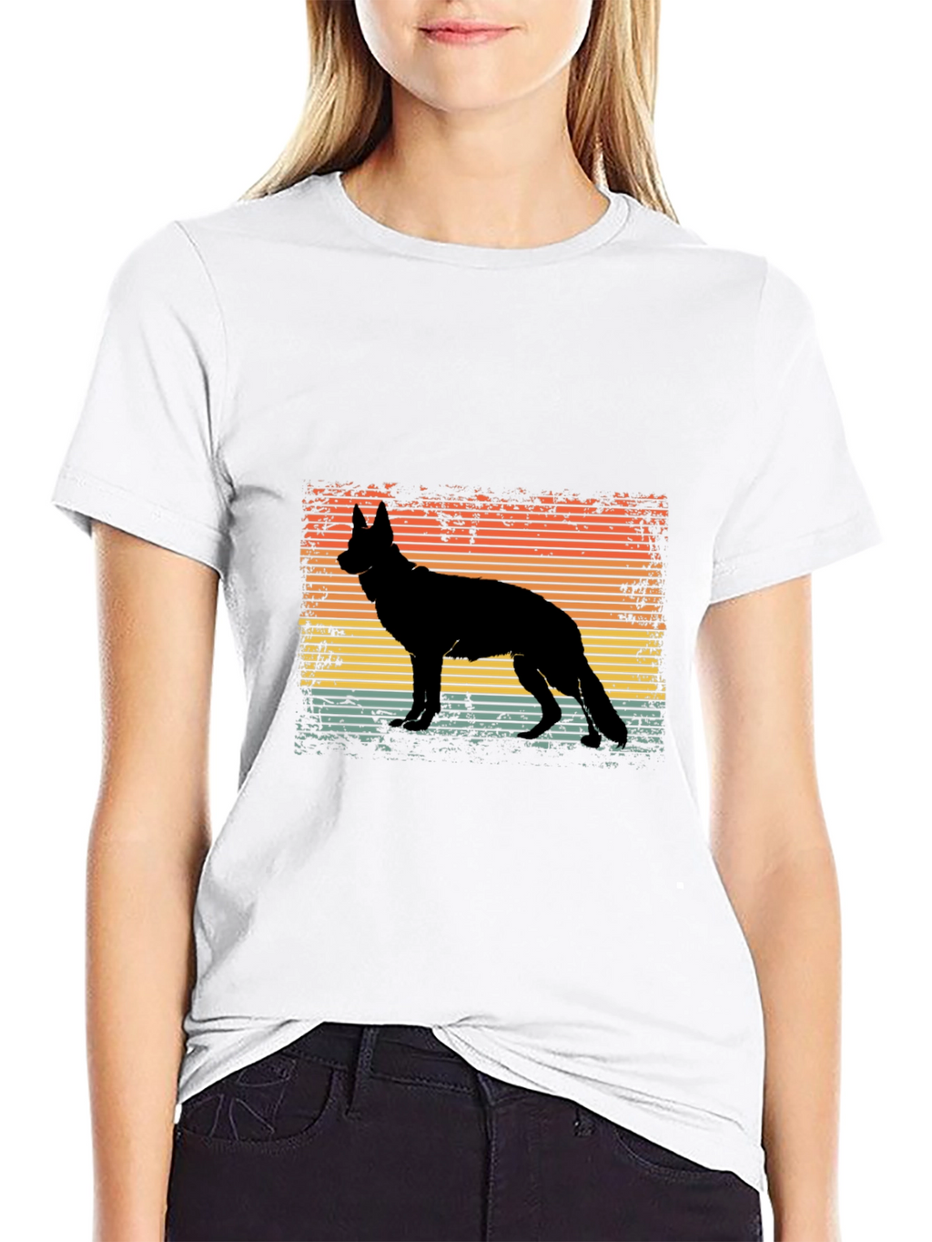Retro German Shepherd Silhouette T-Shirt