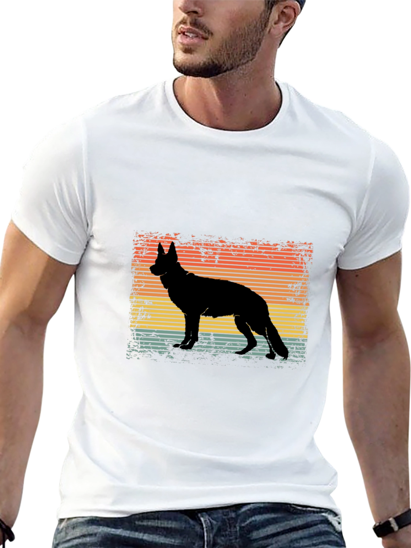 Retro German Shepherd Silhouette T-Shirt