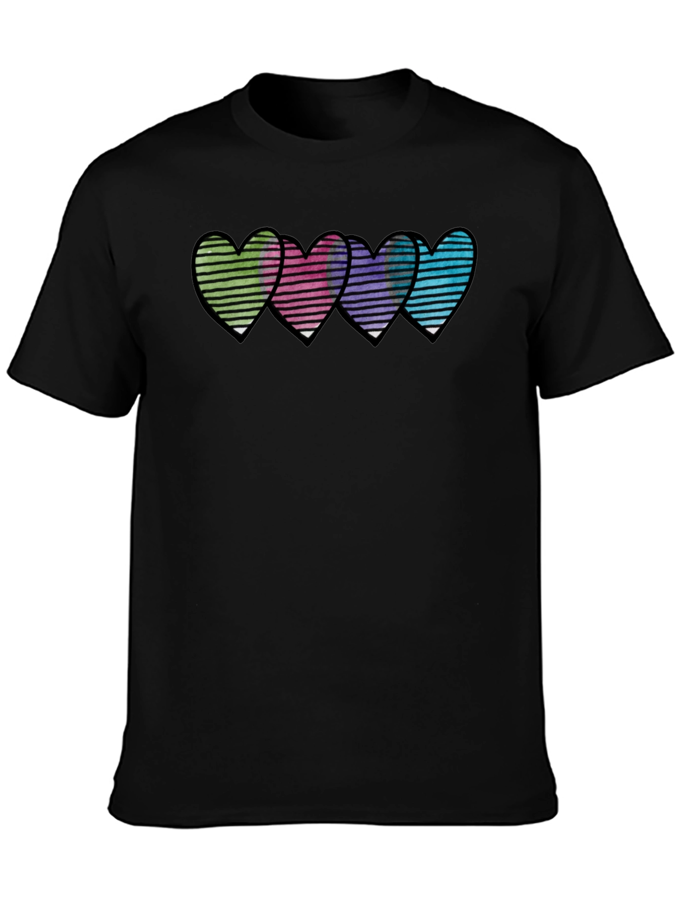 Heart Stripe Graphic Print Mens T-Shirt