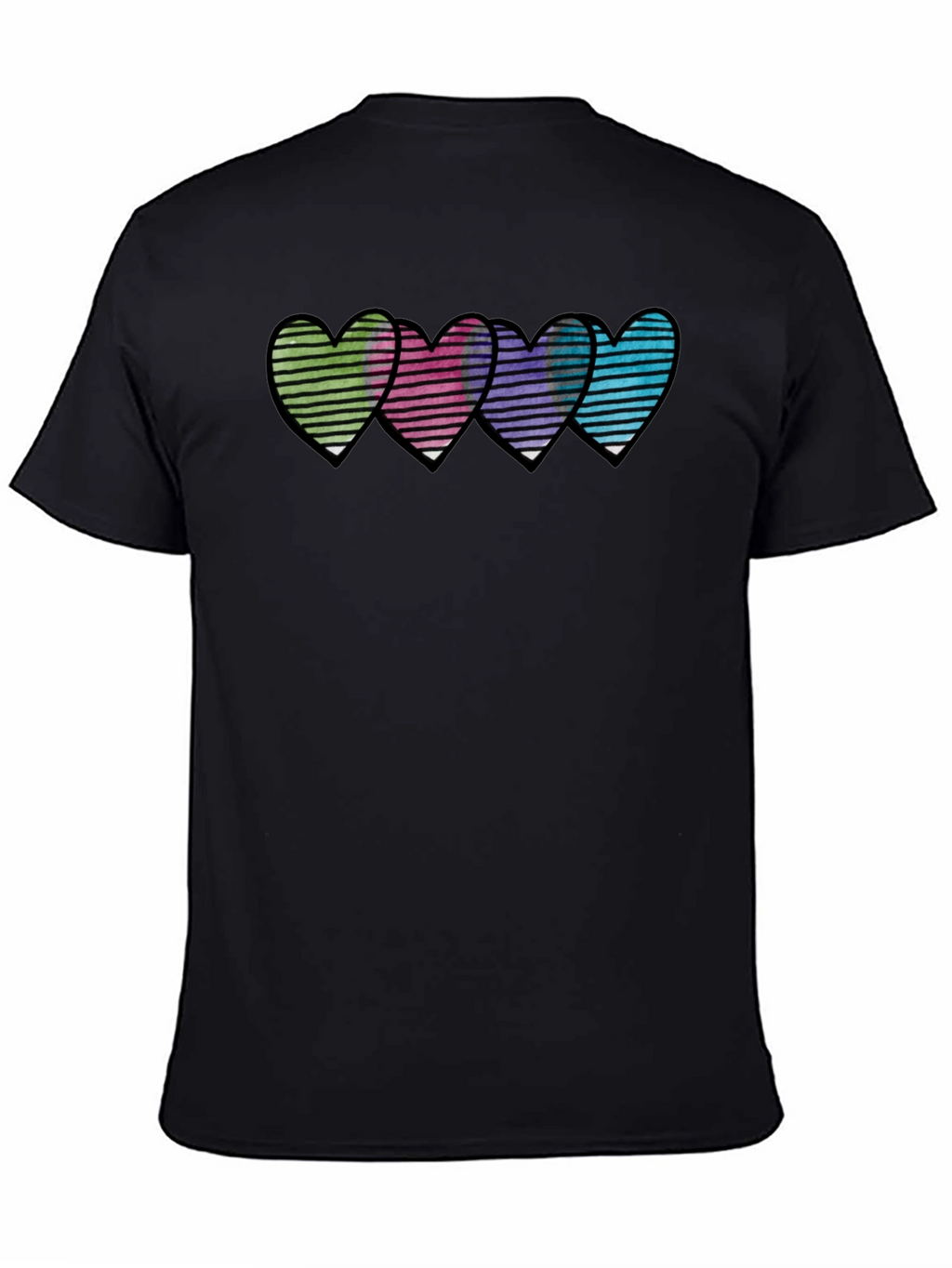 Heart Stripe Graphic Print Mens T-Shirt