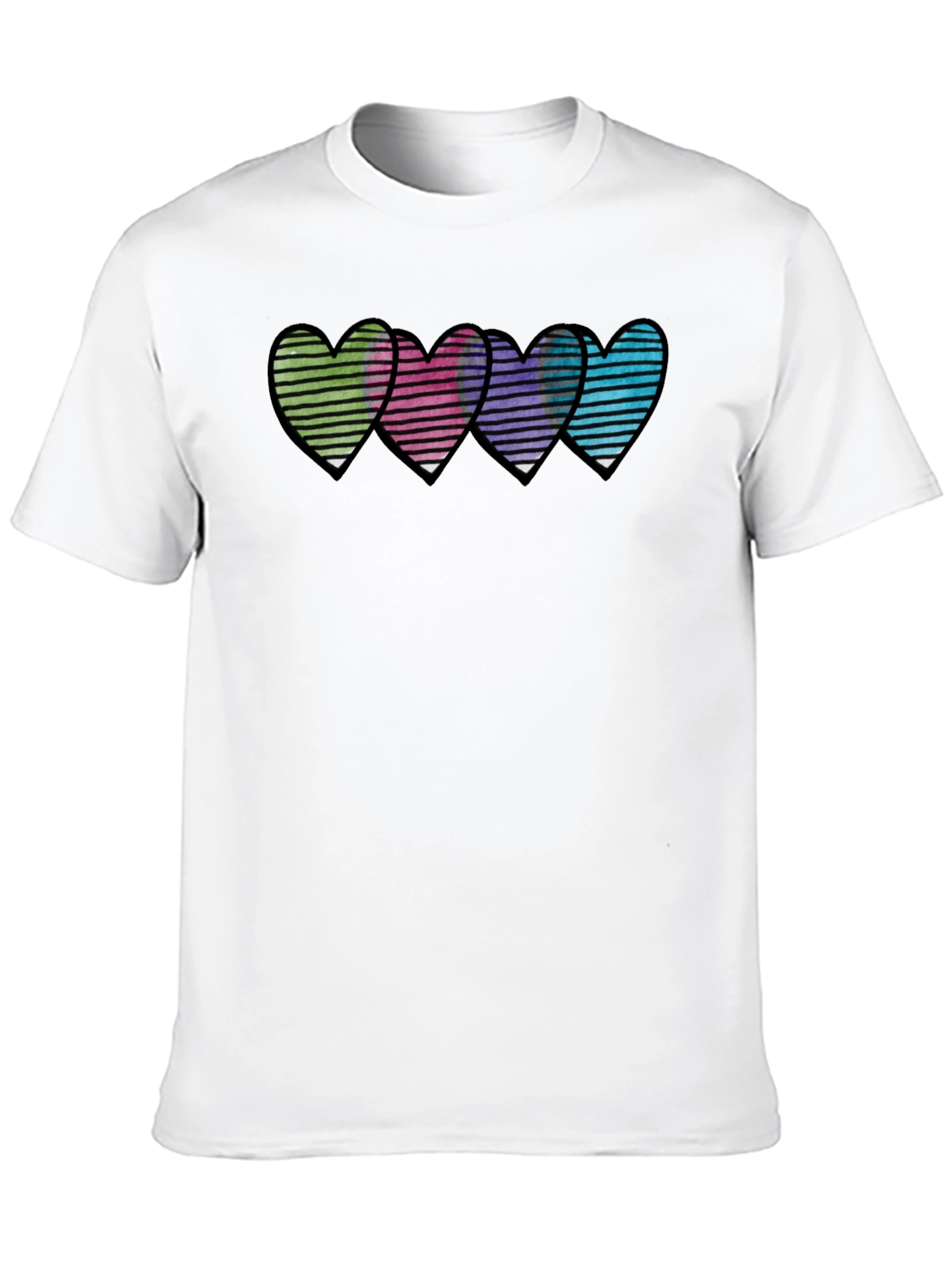 Heart Stripe Graphic Print Mens T-Shirt