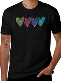 Heart Stripe Graphic Print Mens T-Shirt