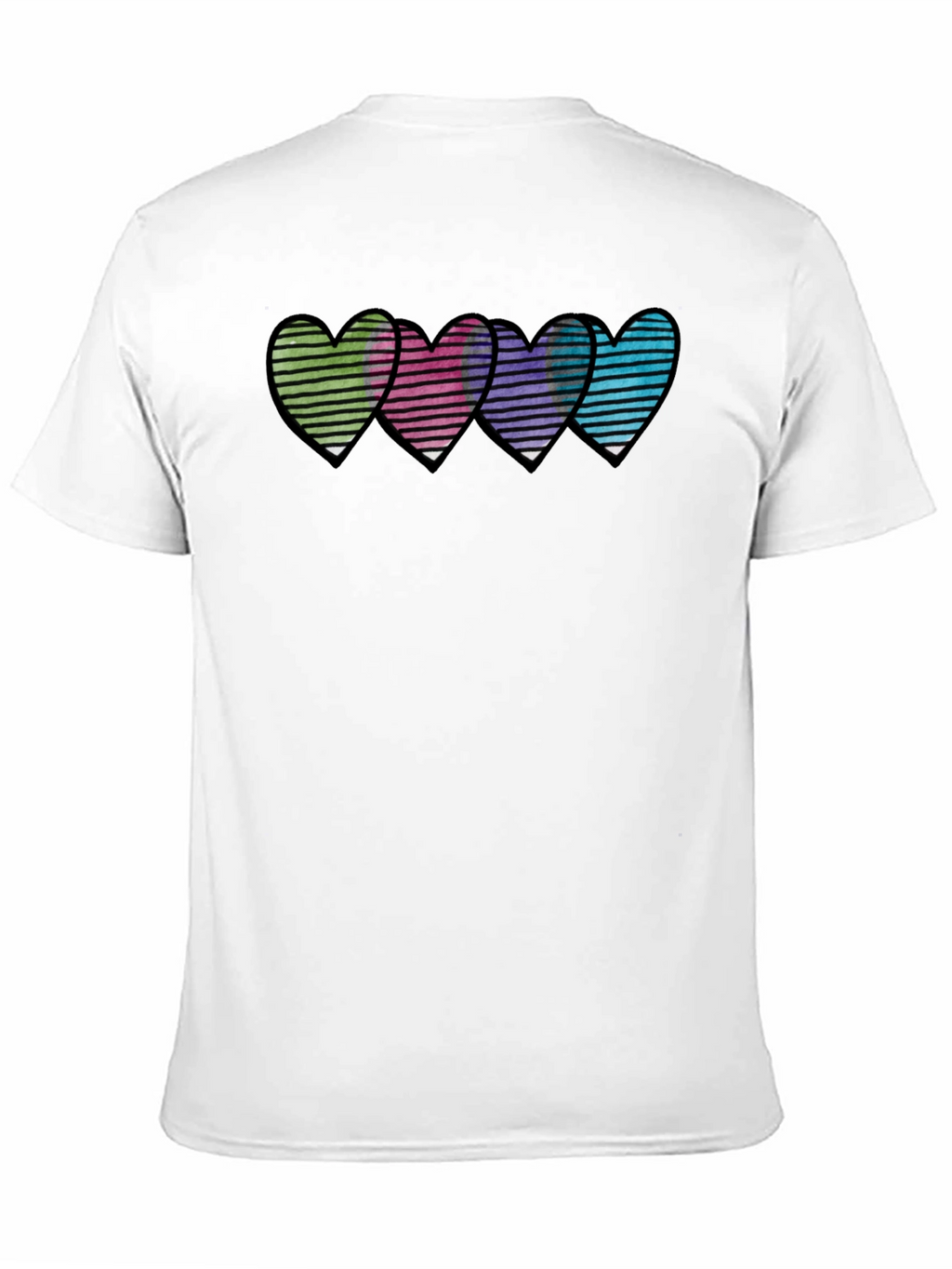 Heart Stripe Graphic Print Mens T-Shirt