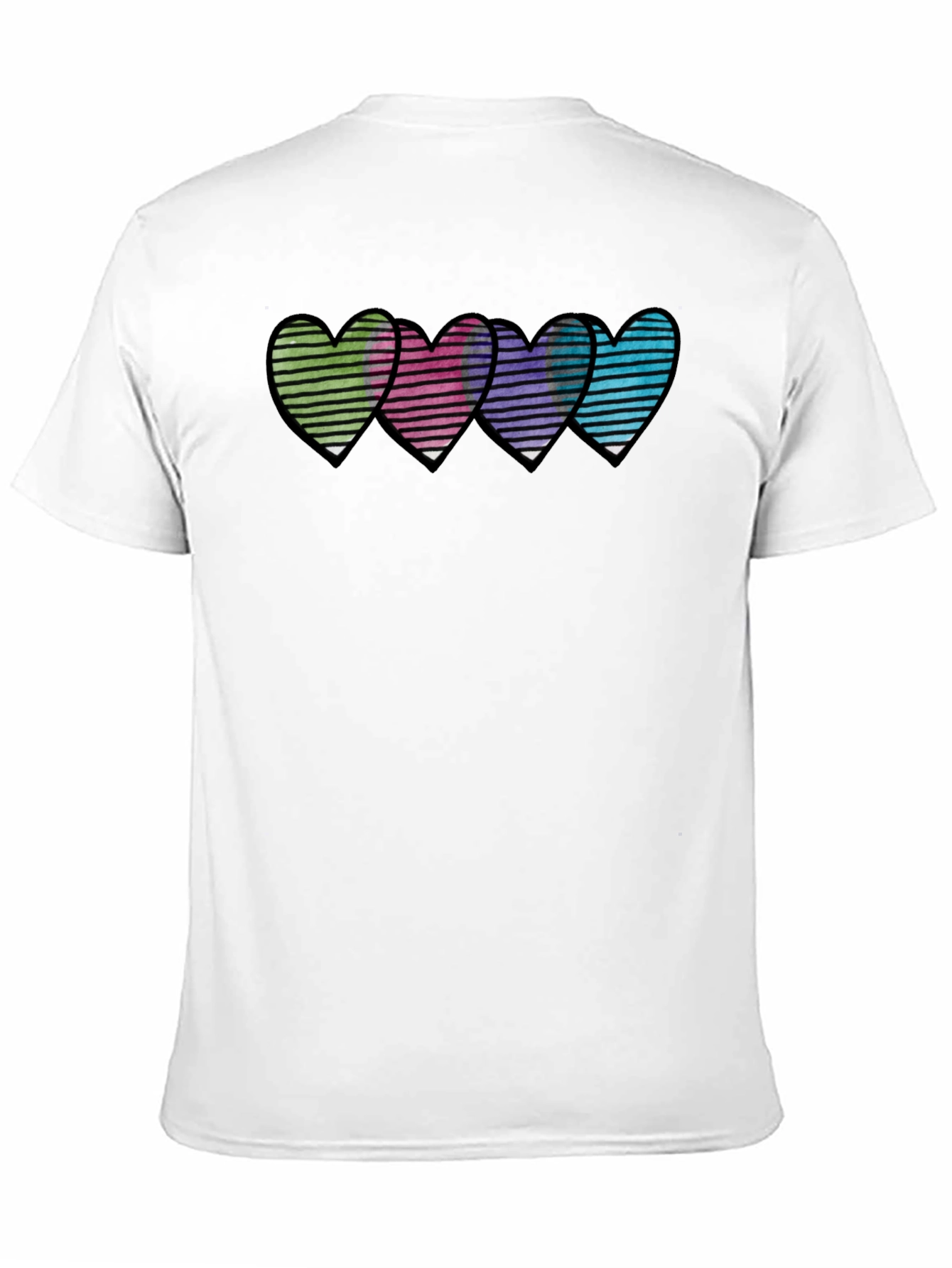 Heart Stripe Graphic Print Mens T-Shirt