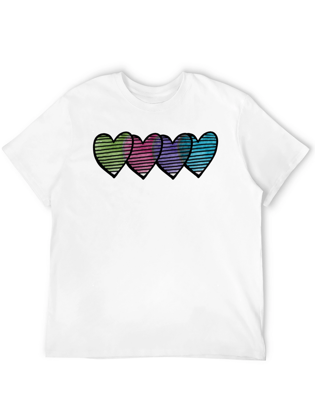 Heart Stripe Graphic Print Mens T-Shirt